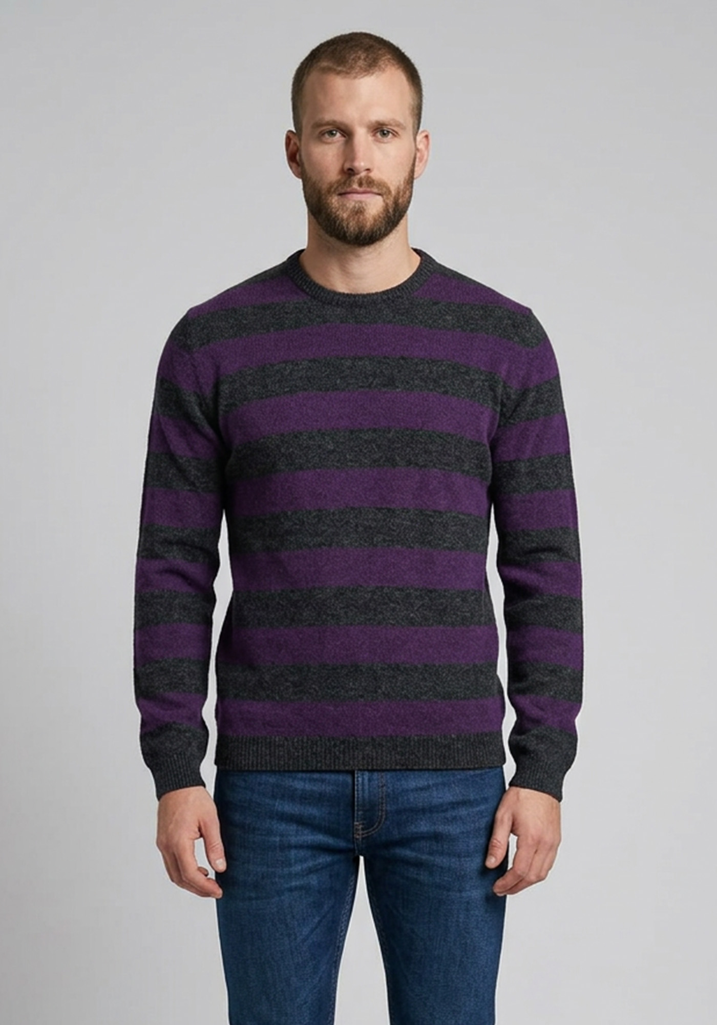 Joop! Πλεκτή μπλούζα Stripe - 50039 251091 180 Grey/Purple