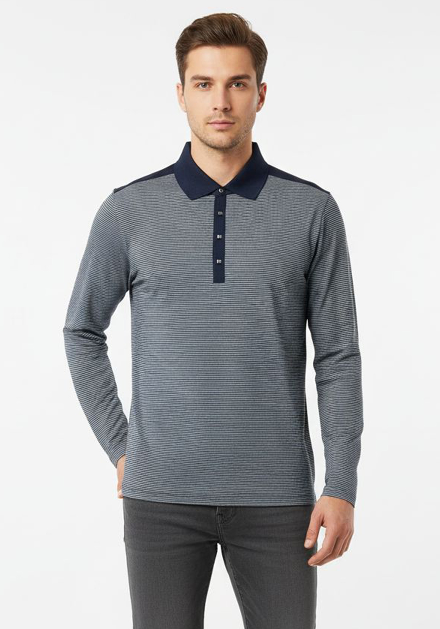 Karl Lagerfeld Polo της σειράς Stripe - 63210 504 60 Midnight Blue