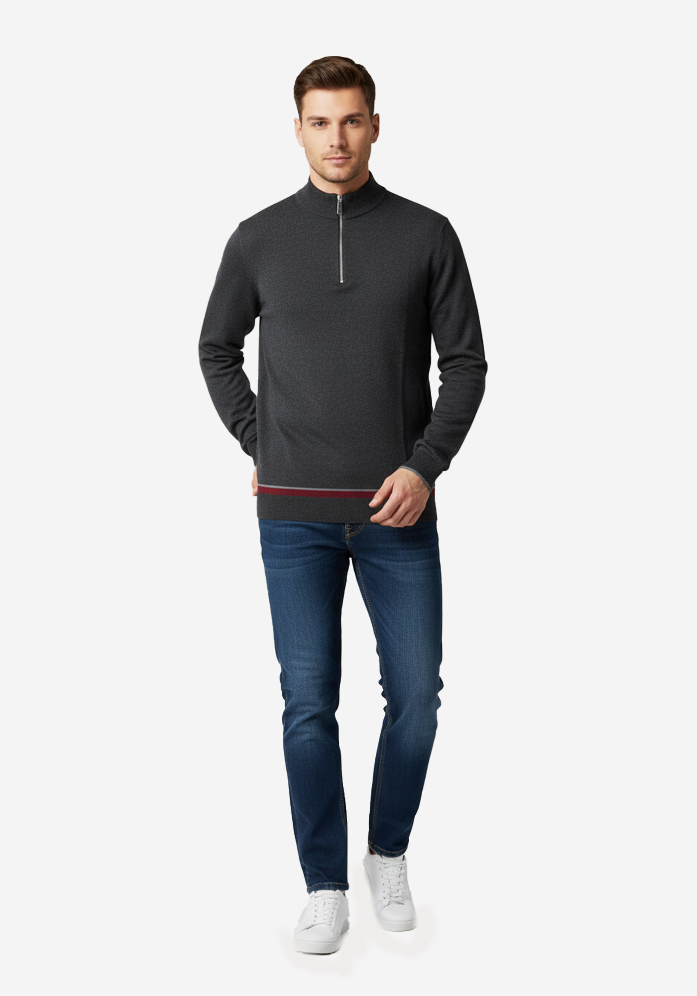 Karl Lagerfeld Pullover της σειράς Knit Troyer - 655021 554305 971 Anthracite Melange