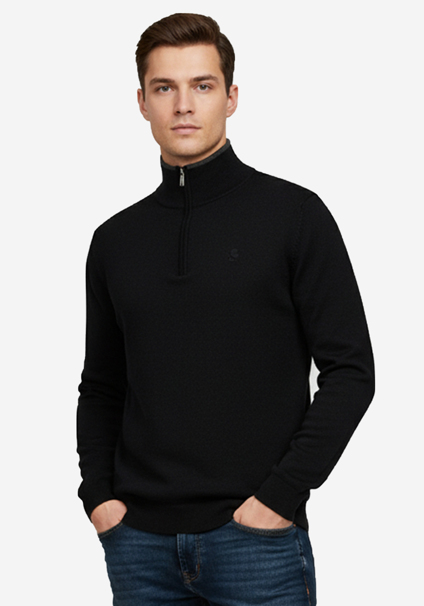 Karl Lagerfeld Pullover της σειράς Zip Troyer - 655008 544399 990 Black