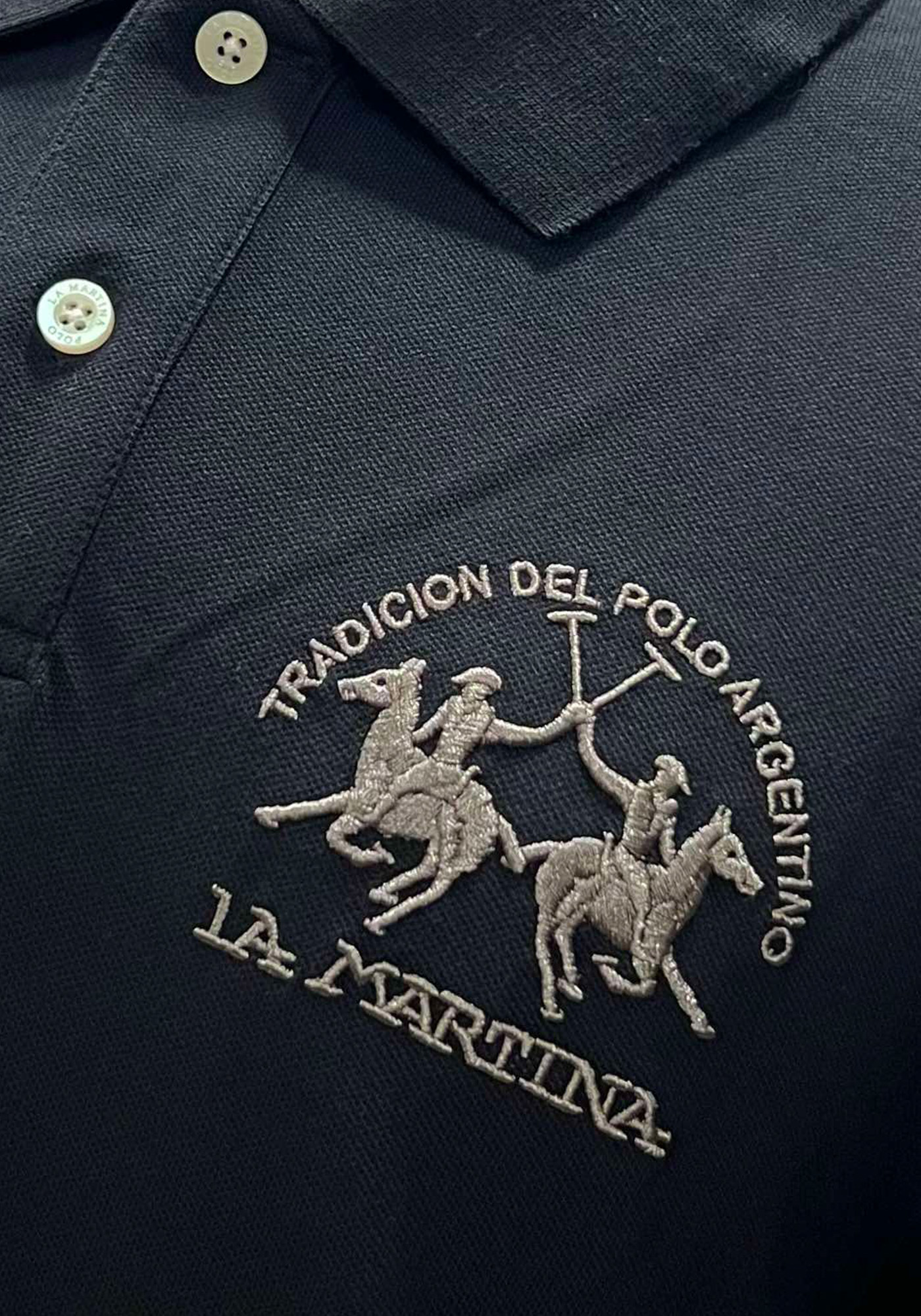 La Martina Polo Μπλούζα της σειράς Braeden - MBP003 PK001 09999 Black φωτογραφία