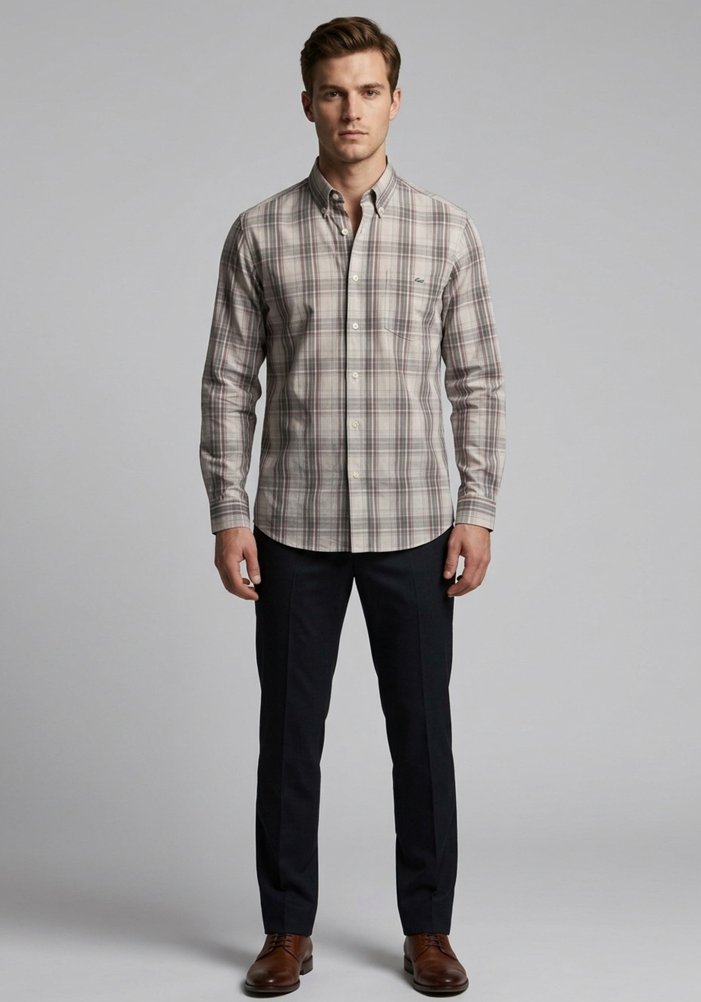 Lacoste Πουκάμισο Checkered- CH2033 522 White/Marine φωτογραφία