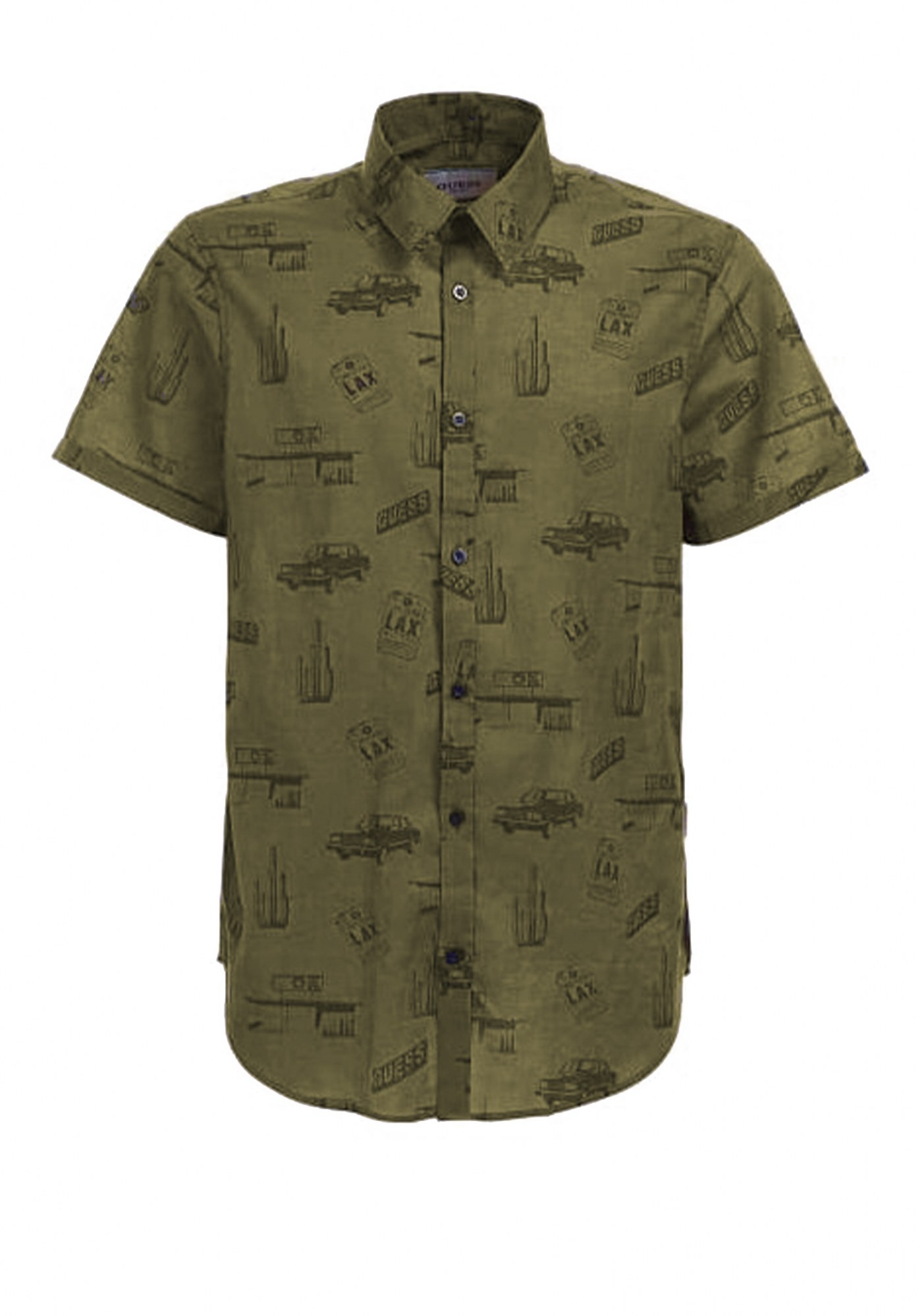 Guess GUESS Πουκάμισο με Allover Print σε Regular γραμμή - M1GH21WDR51 PO88 Khaki