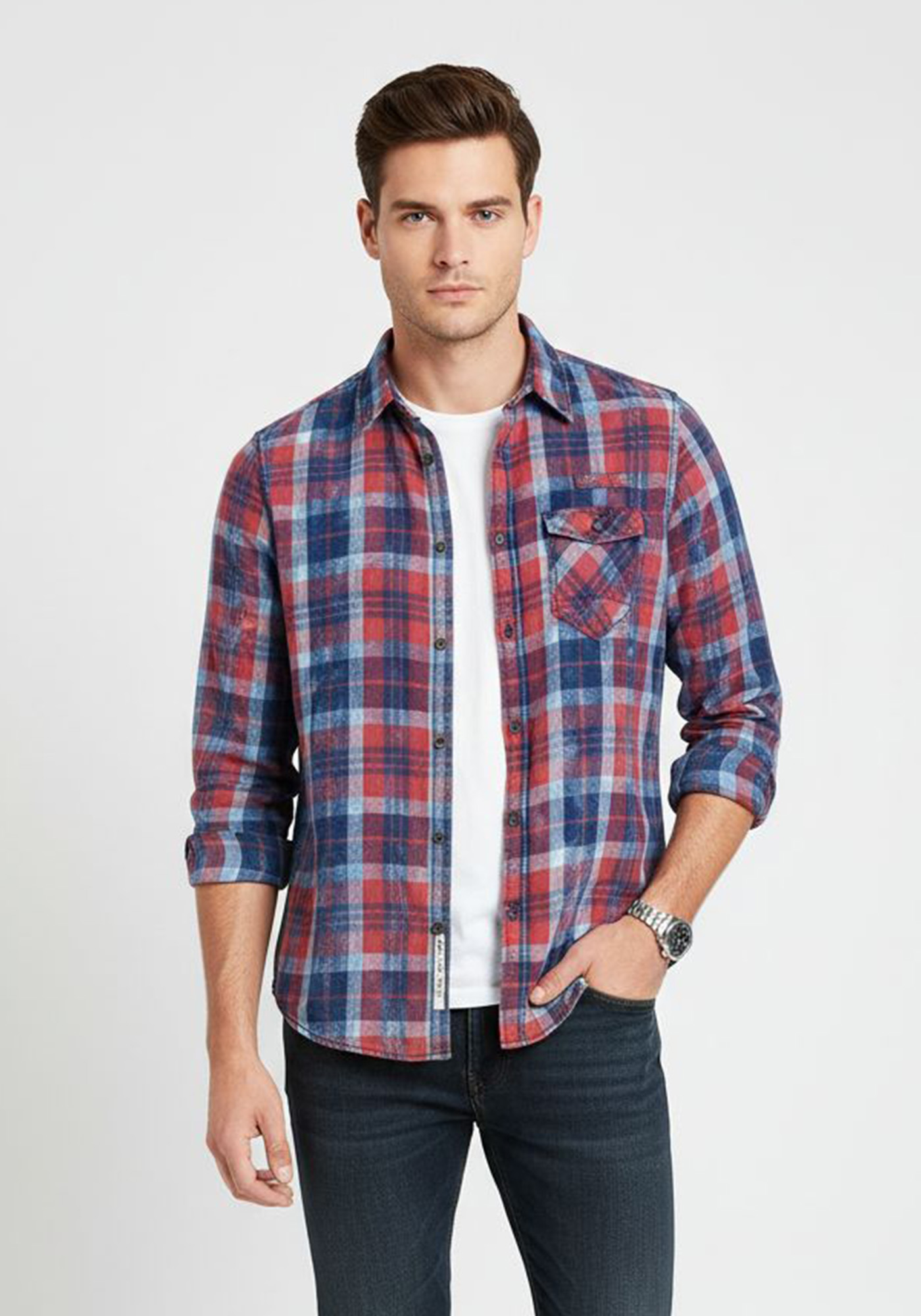 MCS Marlboro Classics Πουκάμισο σε κανονική γραμμή - MM80390 Multi Check