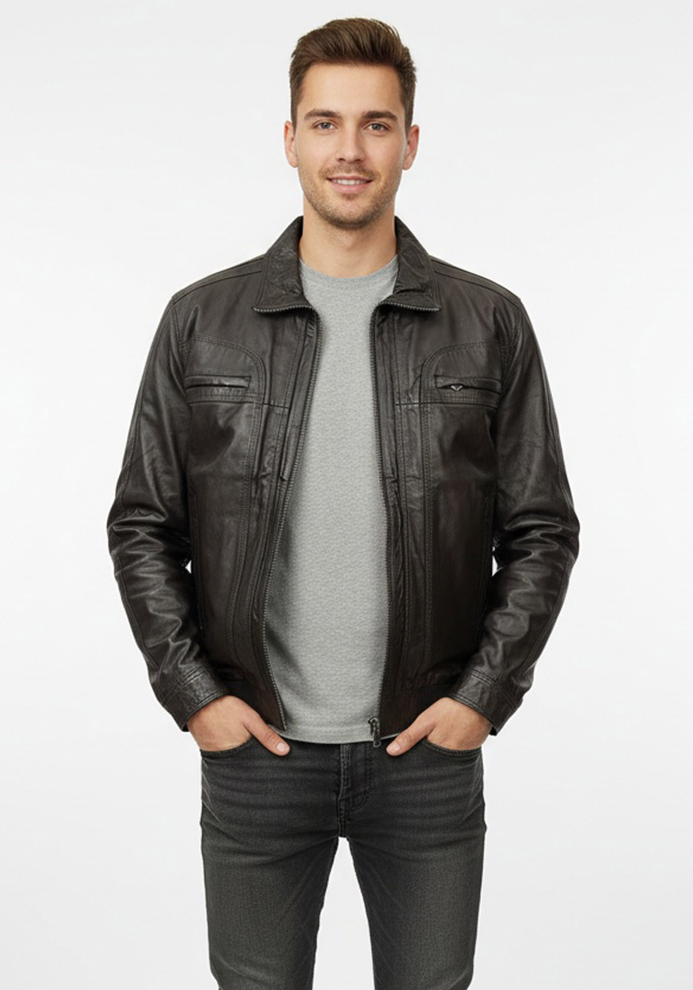 Mac Douglas Δερμάτινο Bomber της σειράς Rick-L - 22316 Dark Brown