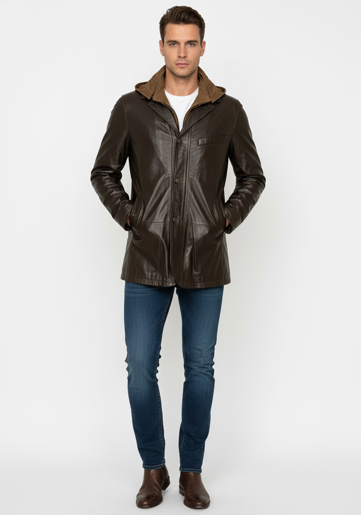 Maffei Δερμάτινη Καπαρντίνα της σειράς Vesuvio - MF156 B6 Brown