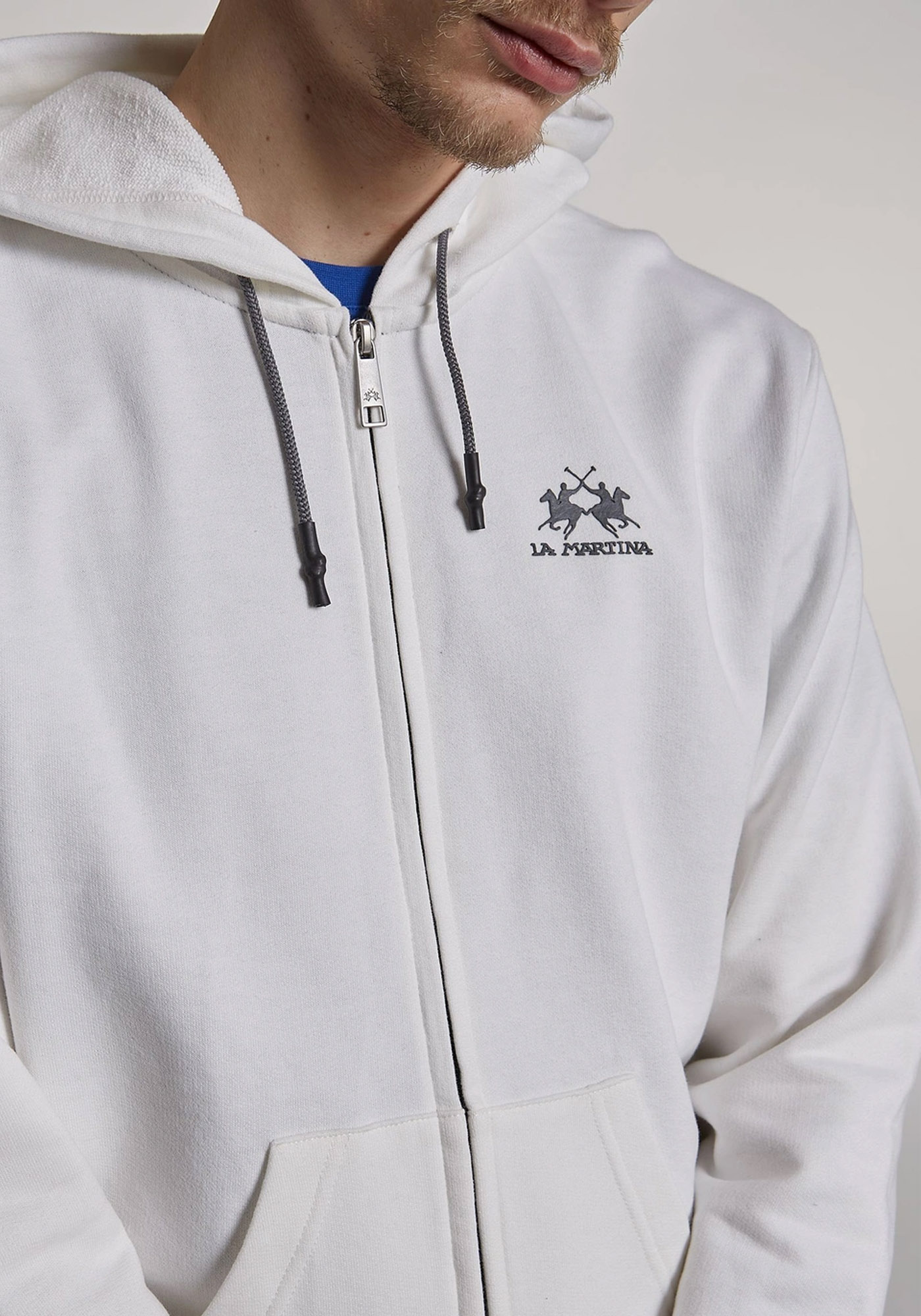 La Martina Ζακέτα της σειράς Man Fleece - CCMF02 FP109 00002 Off White