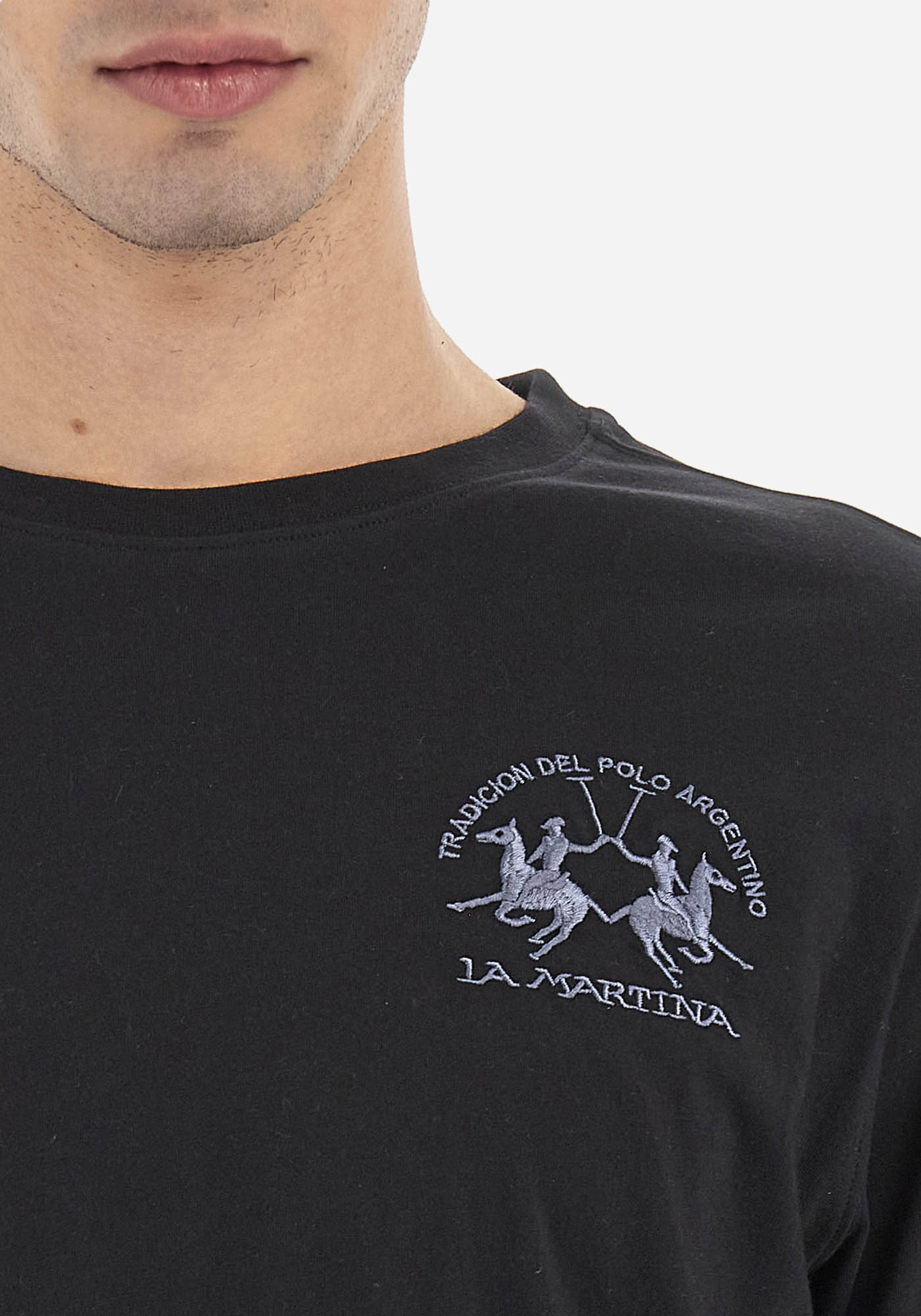 La Martina Μπλούζα της σειράς Man Jersey - WMR003 JS206 09999 Black φωτογραφία