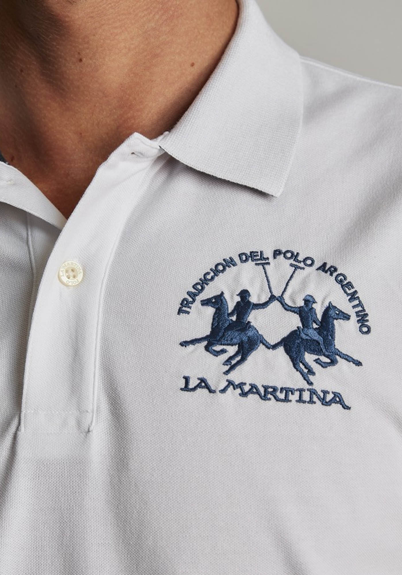 La Martina Polo Μπλούζα της σειράς Man Polo - CCMP01 PK001 00001 Optic White φωτογραφία