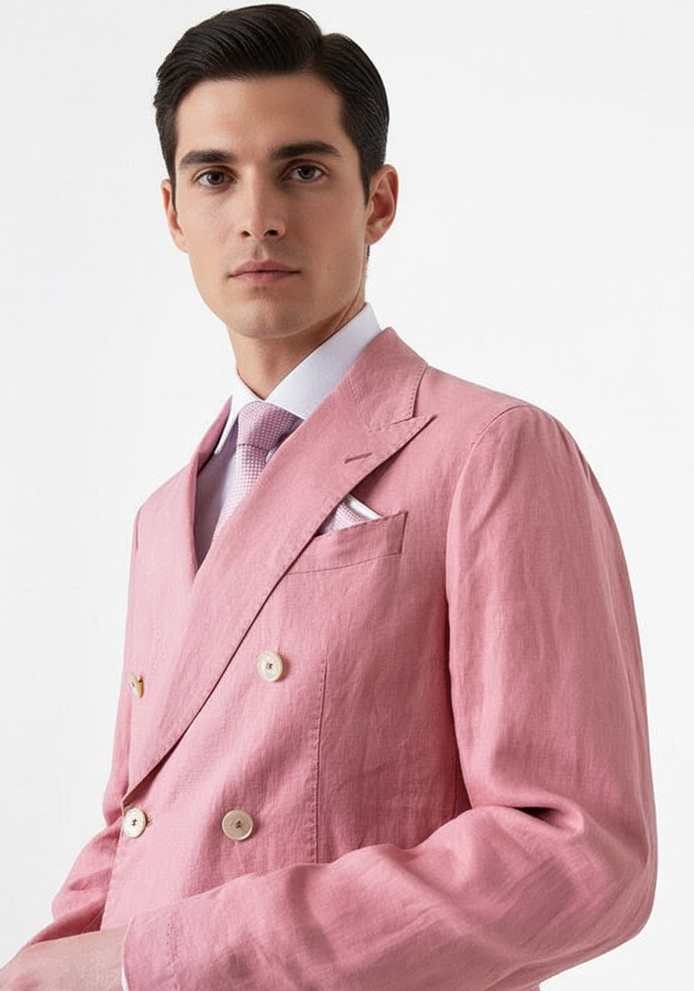 Manuel Ritz 2 Pieces Σταυρωτό Κοστούμι της σειράς Linen - 3432A3738L 14 Pink