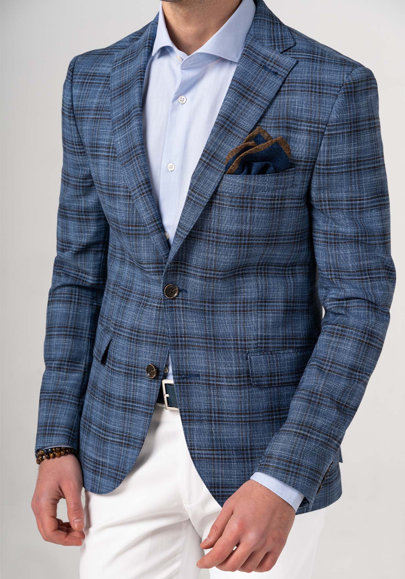 Fragosto Σακάκι Aegean Blue Check - 002 Blue Check