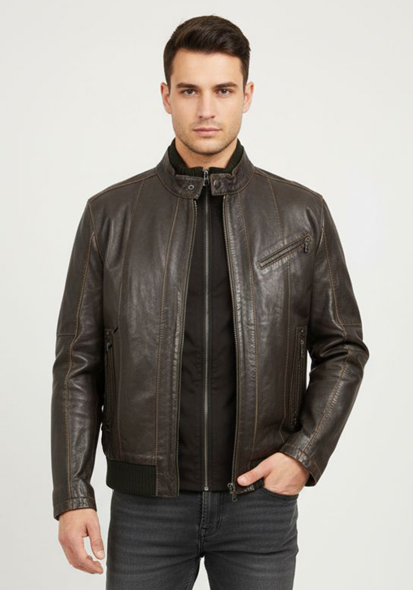 Milestone Δερμάτινο Jacket της σειράς Brigg - 20027 831510 29 Brown