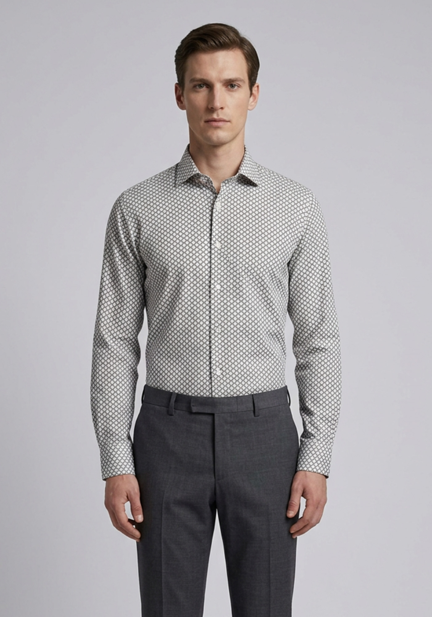 Monte Napoleone Πουκάμισο Micro - 261 32 3055 3016 3 White