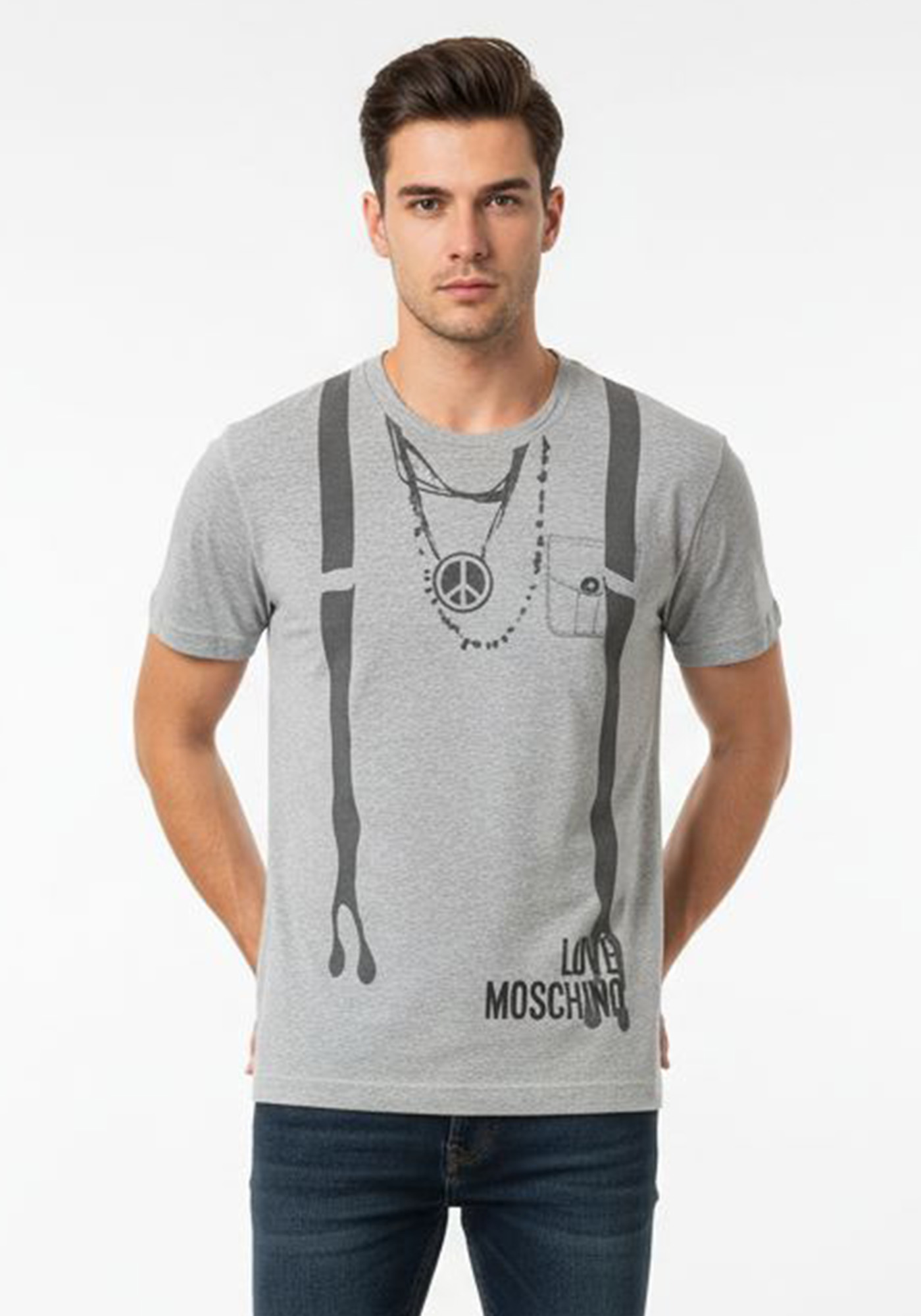 Moschino T shirt της σειράς Peace - M 7 246 03 E 1033 B588 Grey