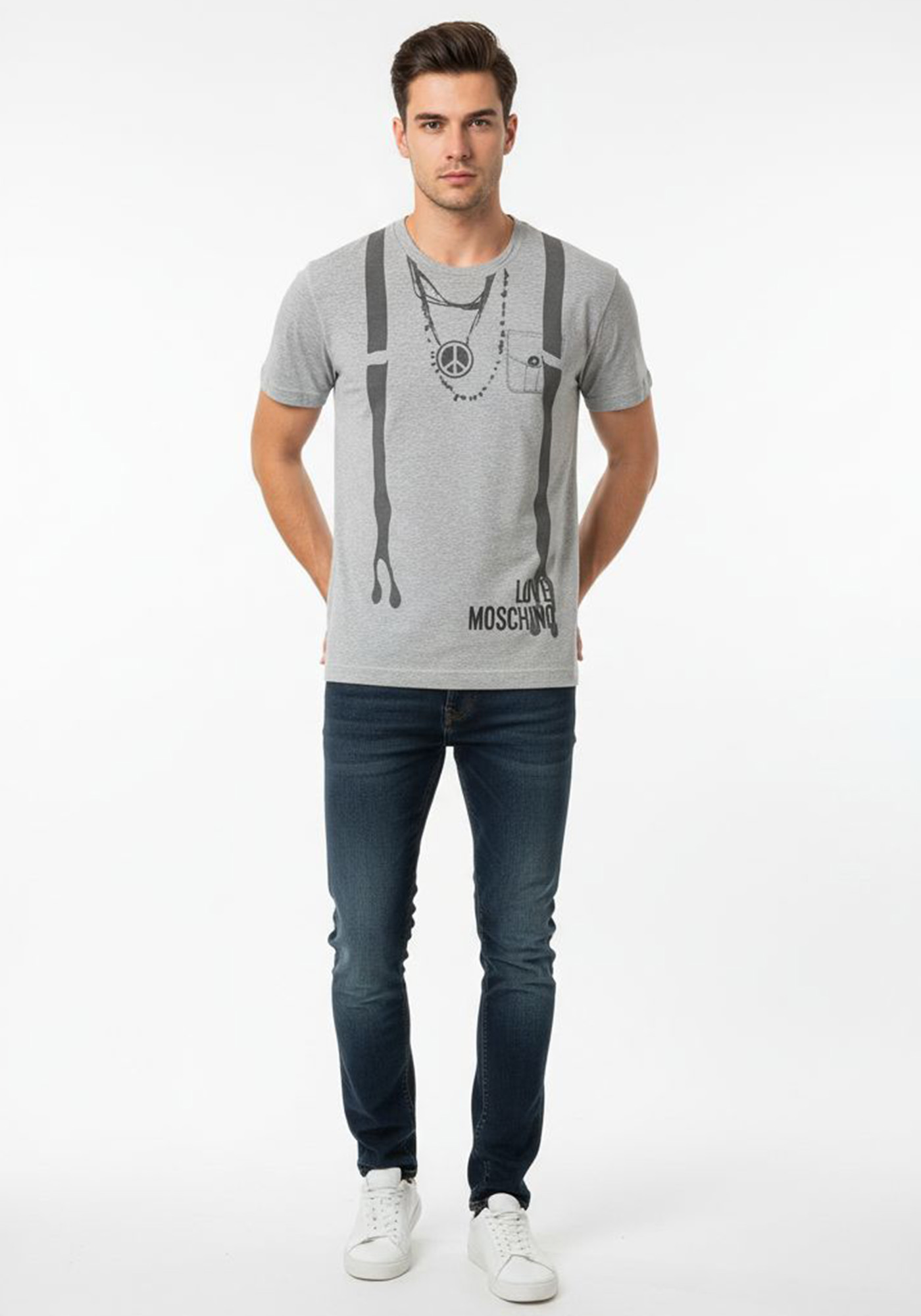 Moschino T shirt της σειράς Peace - M 7 246 03 E 1033 B588 Grey