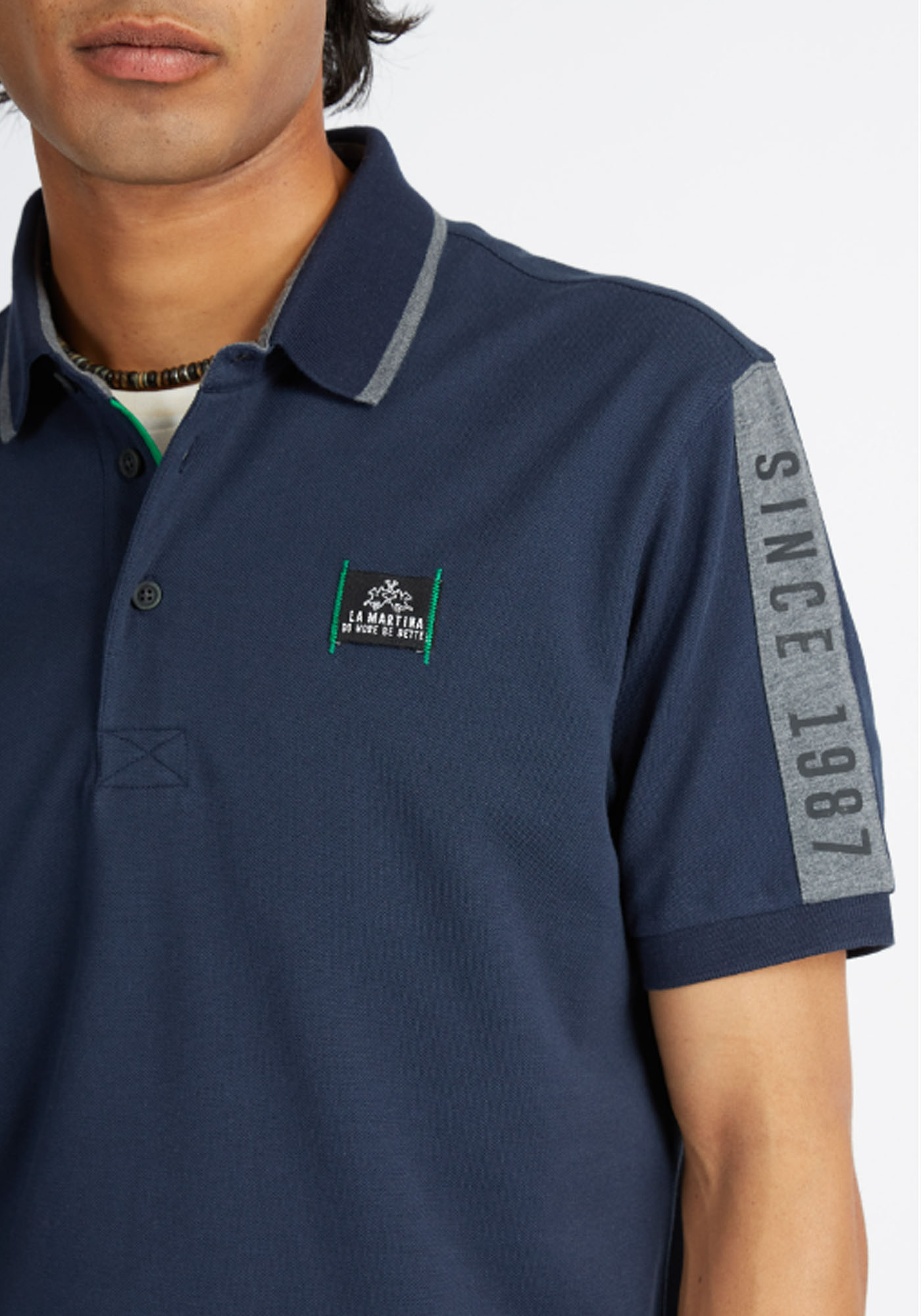 La Martina Polo Μπλούζα της σειράς Pima Cotton - VMP602 PK157 07207 Navy Blazer φωτογραφία