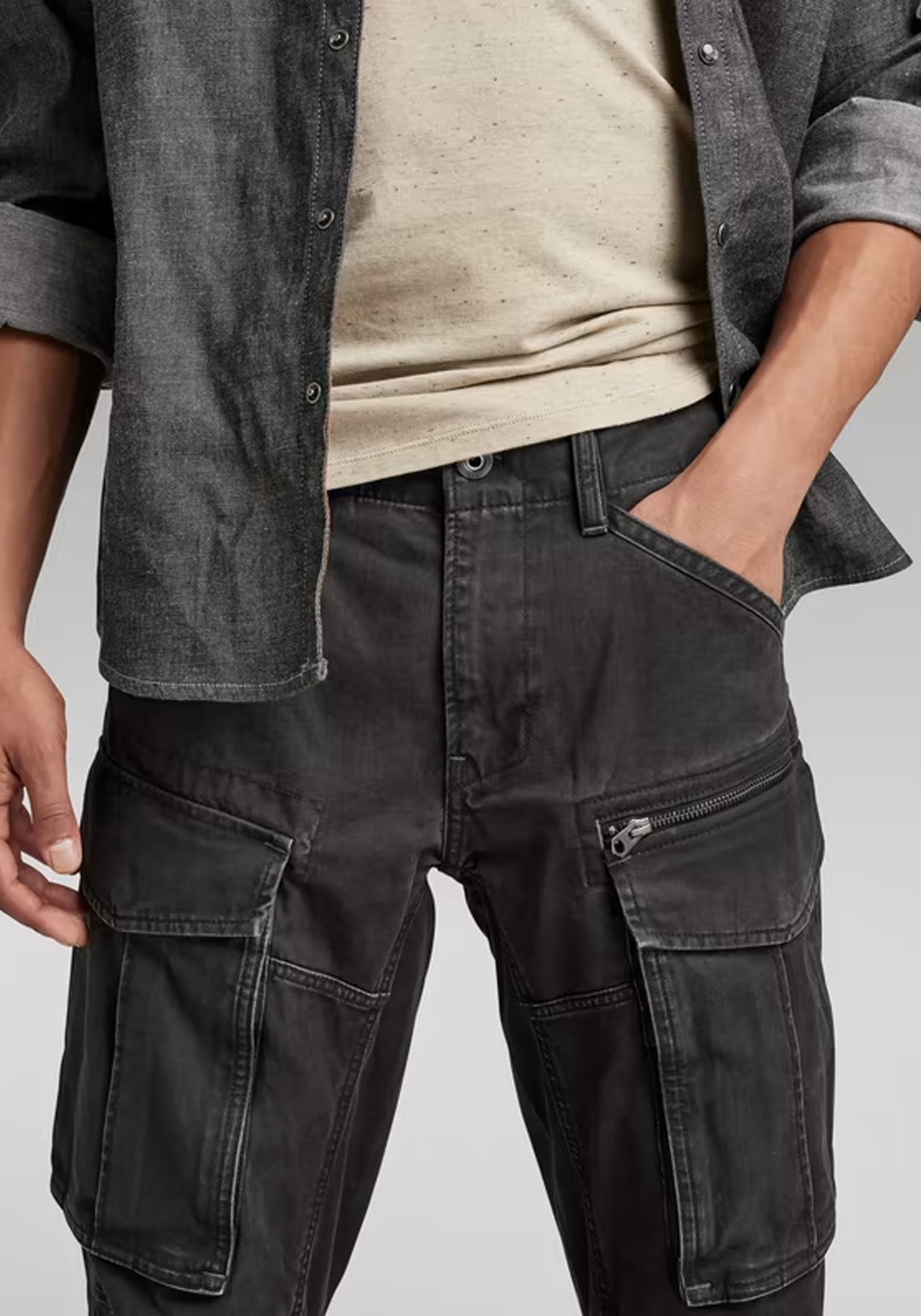 G Star Cargo Παντελόνι της σειράς Rovic Zip 3D Tapered - D02190 C961 6484 21 DK Black φωτογραφία