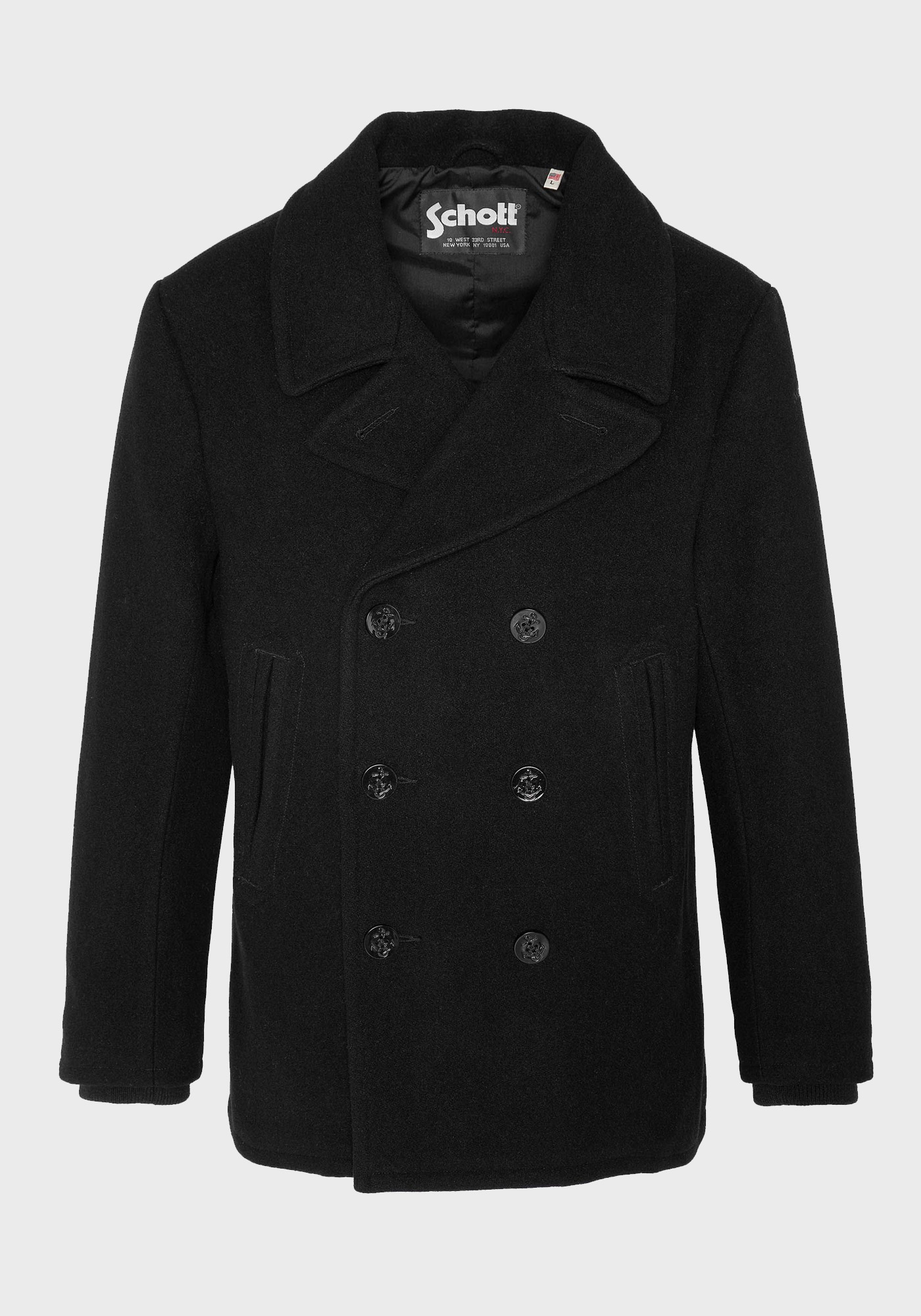 Schott N.Y.C. Schott N.Y.C. Σταυρωτό Παλτό της σειράς Coat - SEACOAT Black