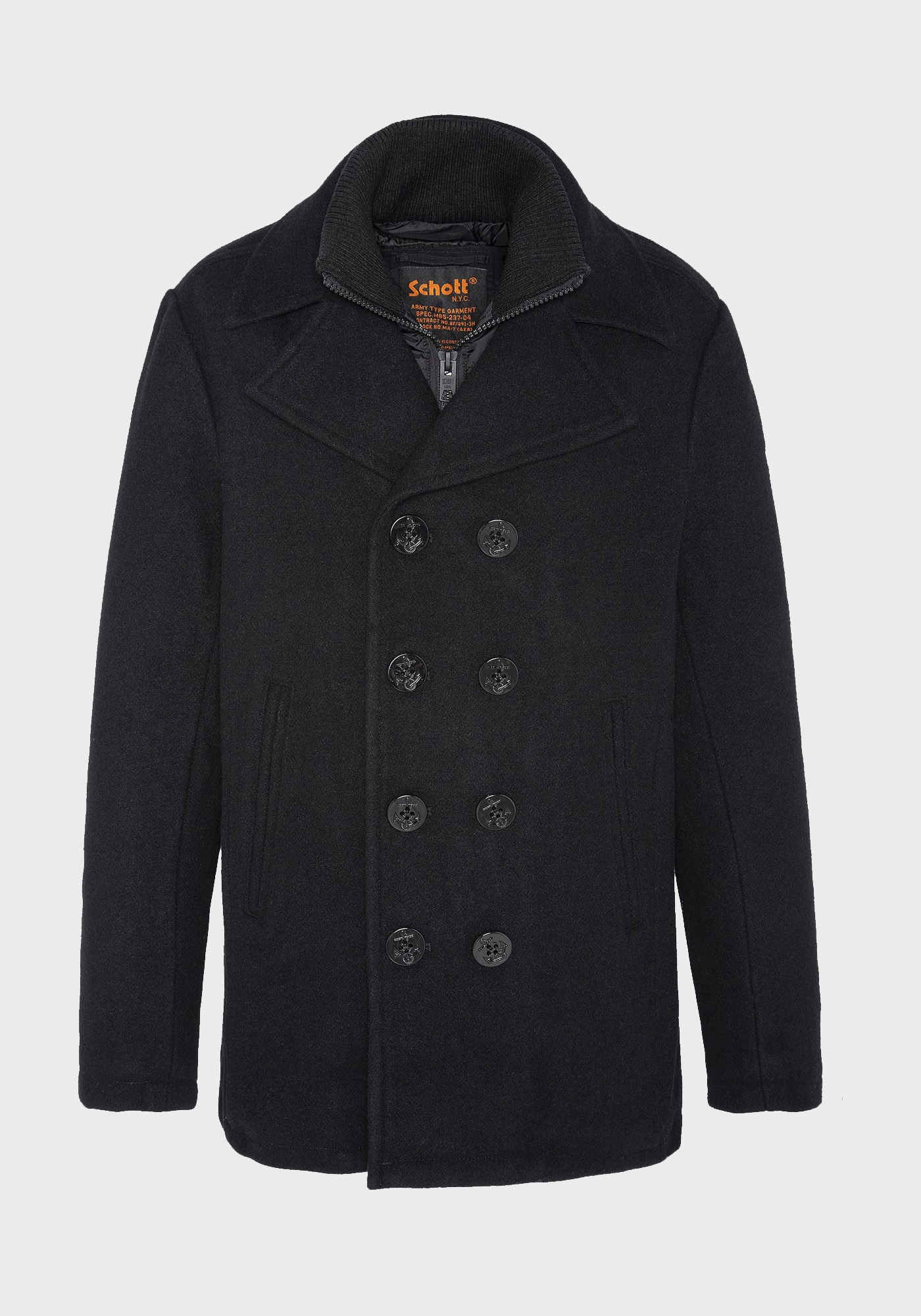 Schott N.Y.C. Σταυρωτό Παλτό της σειράς Coat - CYCLONE Black φωτογραφία
