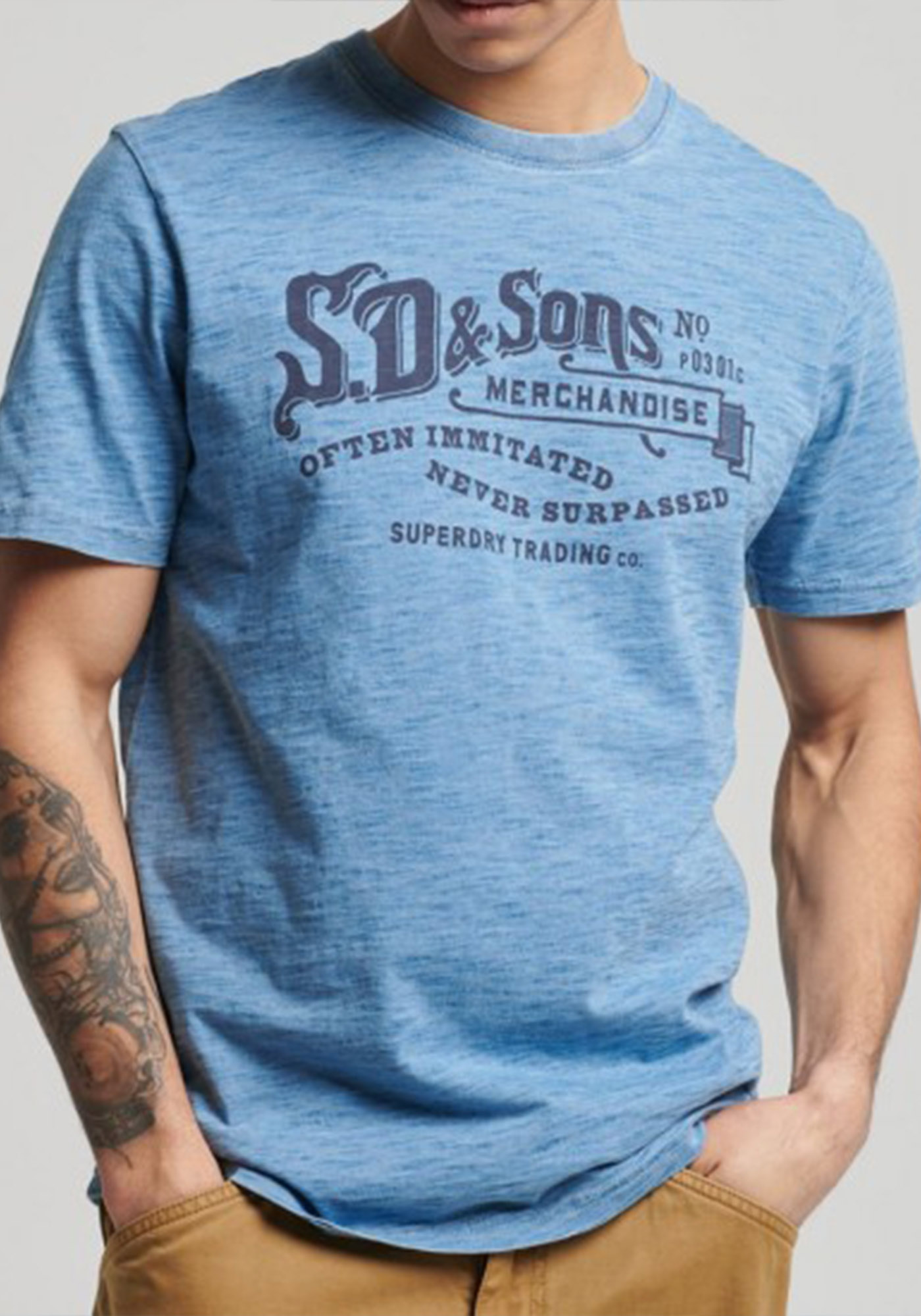 Superdry Κοντομάνικη Μπλούζα της σειράς Script Style Indigo - M1011312A 6ZZ Indigo Bleach Wash φωτογραφία