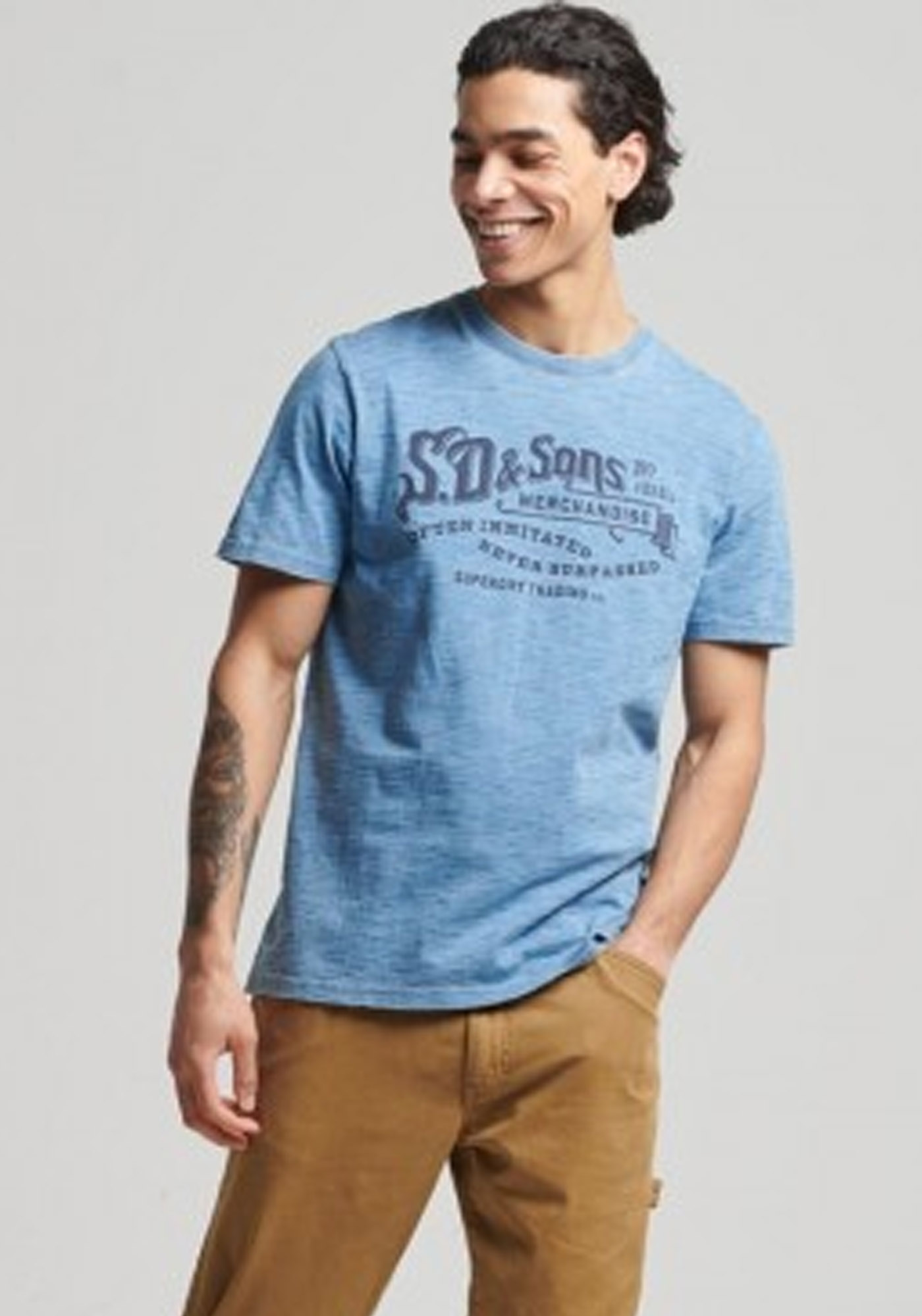 Superdry Superdry Κοντομάνικη Μπλούζα της σειράς Script Style Indigo - M1011312A 6ZZ Indigo Bleach Wash