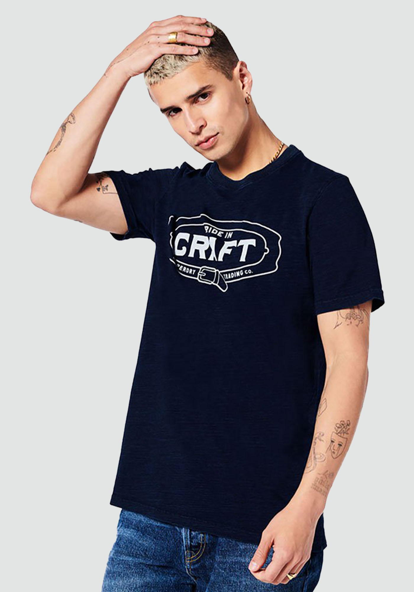 Superdry Superdry Κοντομάνικη Μπλούζα της σειράς Script Style Indigo - M1011312A XKC Indigo Dark Wash