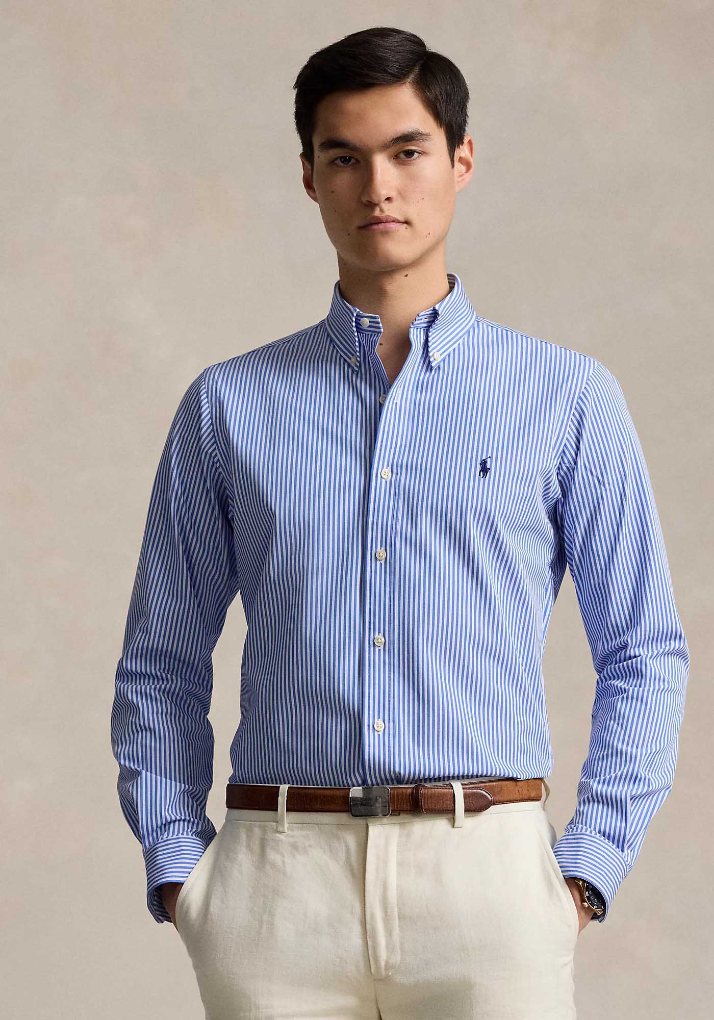 Polo Ralph Lauren Πουκάμισο Striped Stretch - 710929346 001 Light Blue/White