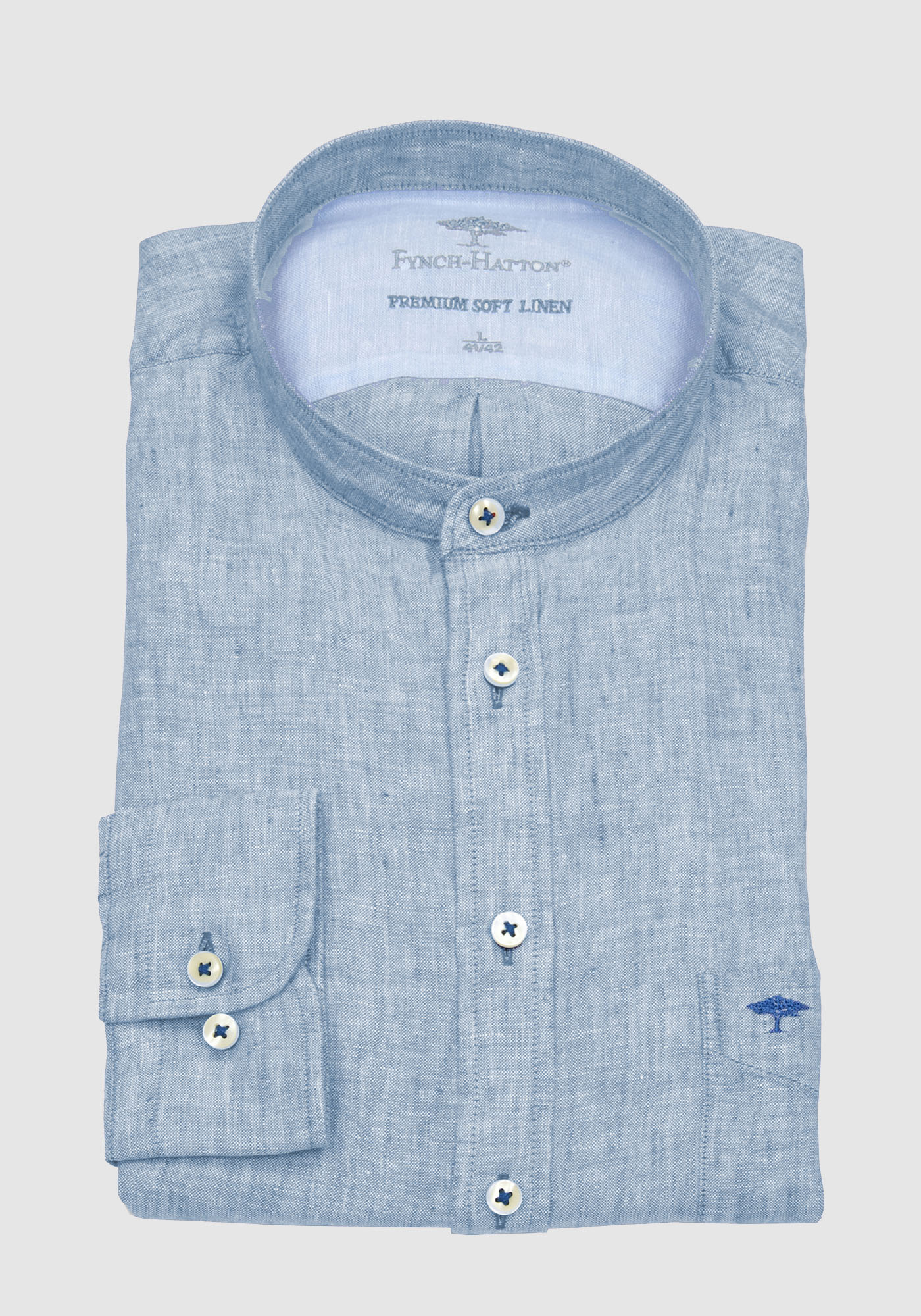 Fynch Hatton Fynch Hatton Πουκάμισο της σειράς Supersoft Linen - 1122 6038 6036 Light Blue