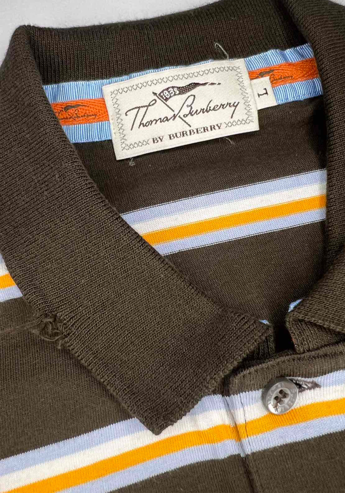 Thomas Burberry Μπλούζα Polo - 21395 12559 6004 Brown Stripe φωτογραφία