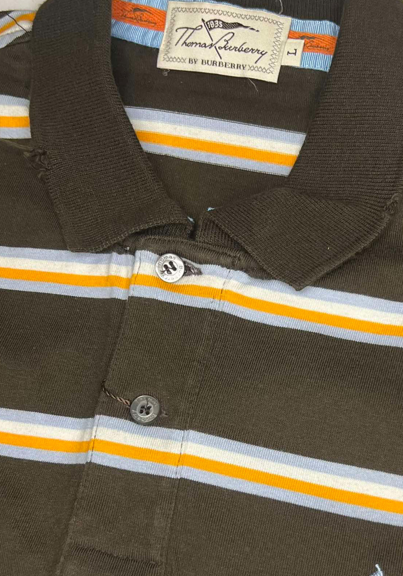 Thomas Burberry Μπλούζα Polo - 21395 12559 6004 Brown Stripe φωτογραφία