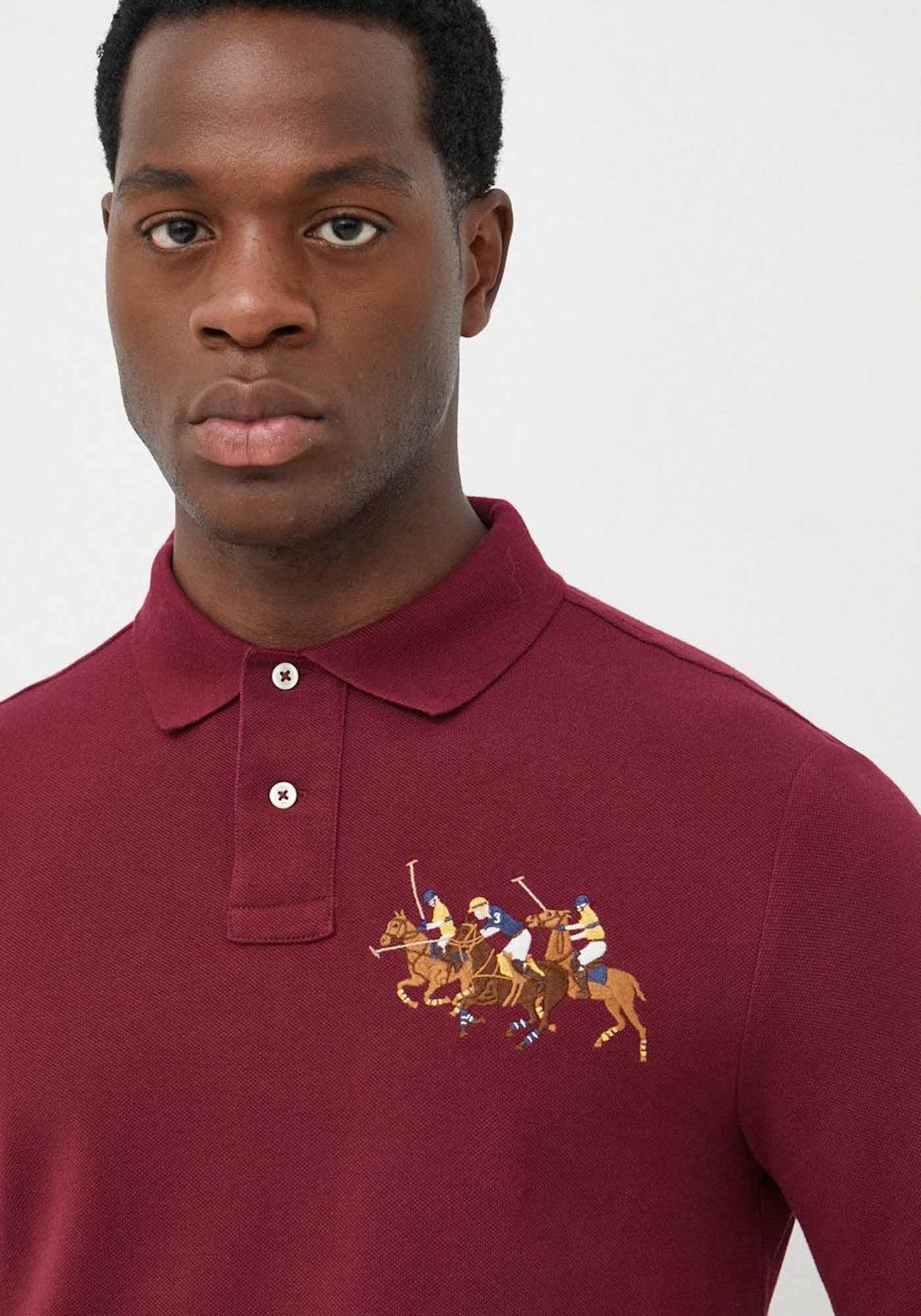 Polo Ralph Lauren Mesh Polo της σειράς Triple Pony - 710814438 009 Bordo φωτογραφία