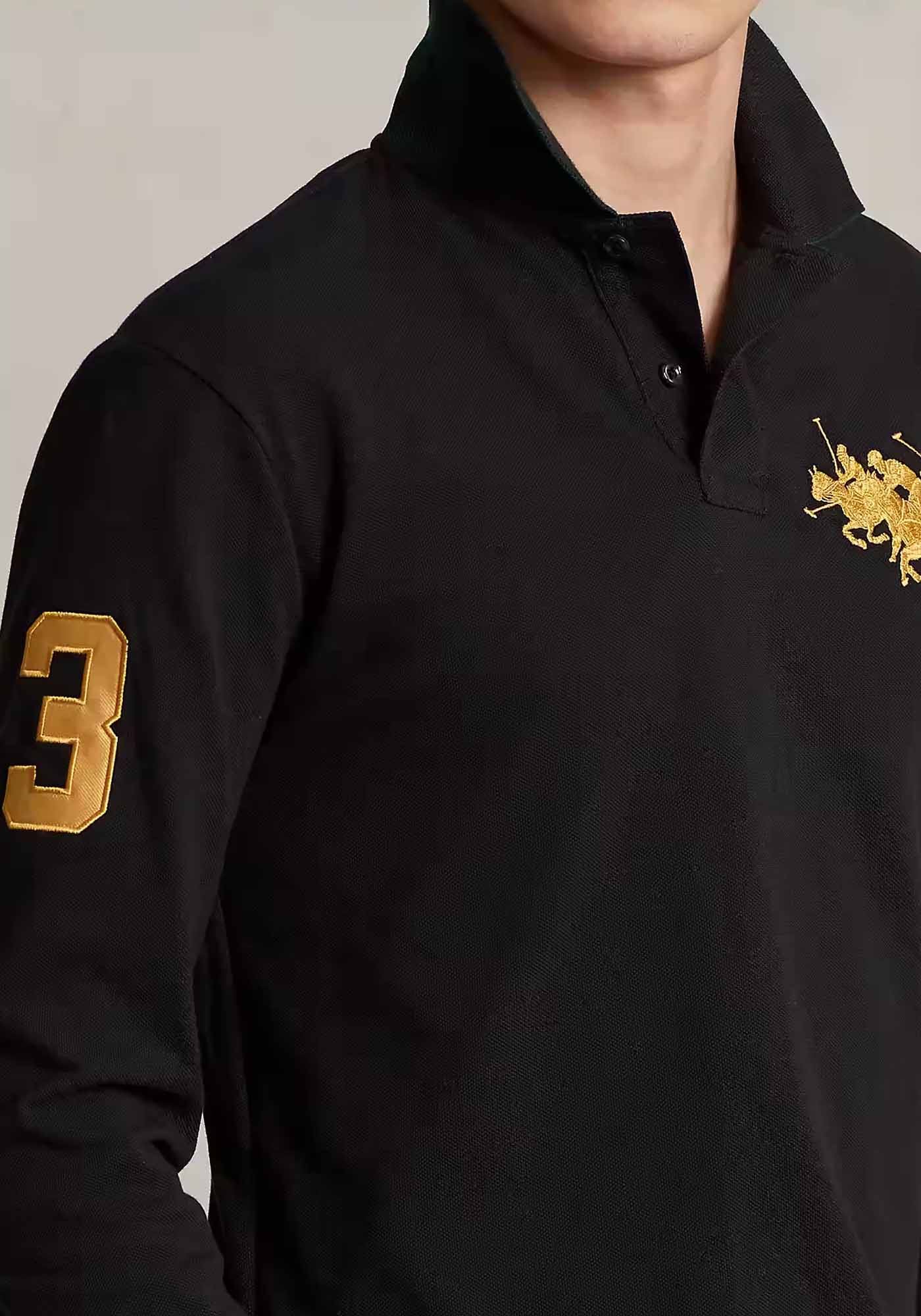Polo Ralph Lauren Mesh Polo της σειράς Triple Pony - 710880188 001 Black φωτογραφία