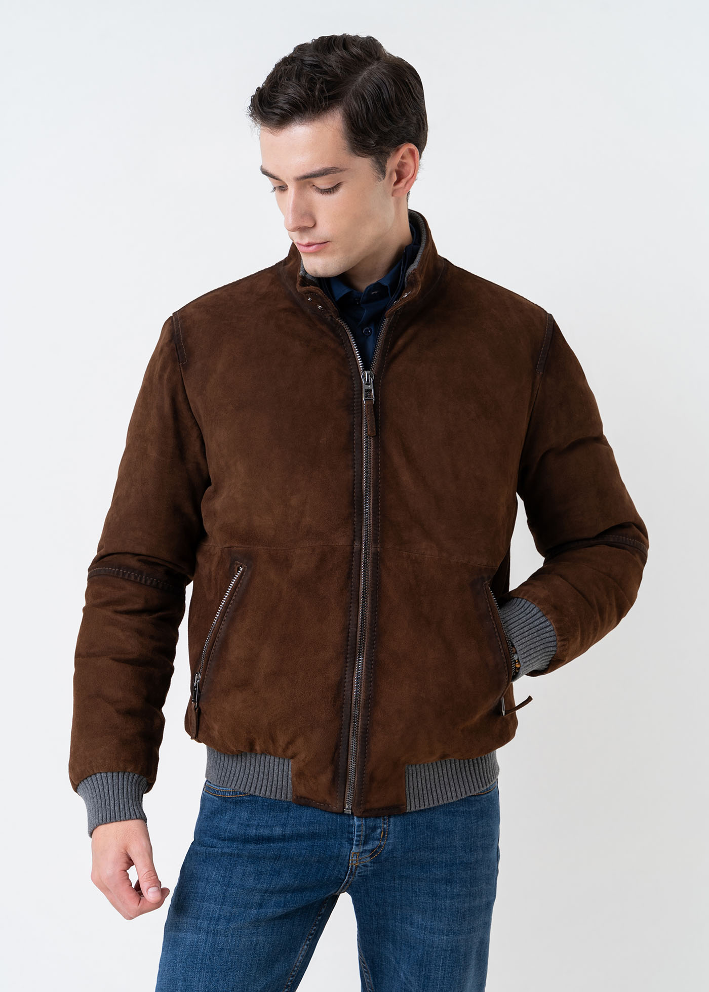 Milestone Milestone Suede Bomber της σειράς MS Bonello - 331603 20760 1 25 Brown