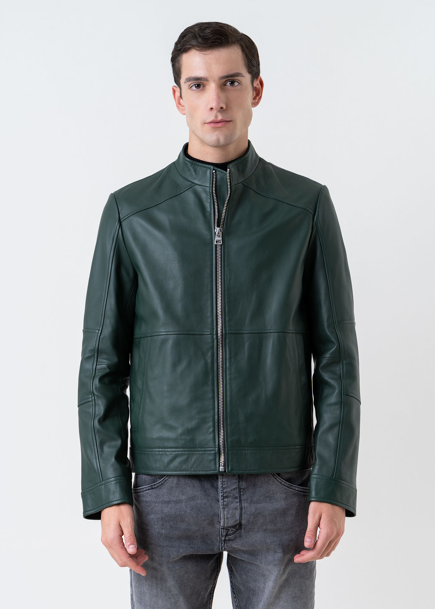 HUGO Δερμάτινο Jacket της σειράς Lokis - 50455293 302 Dark Green