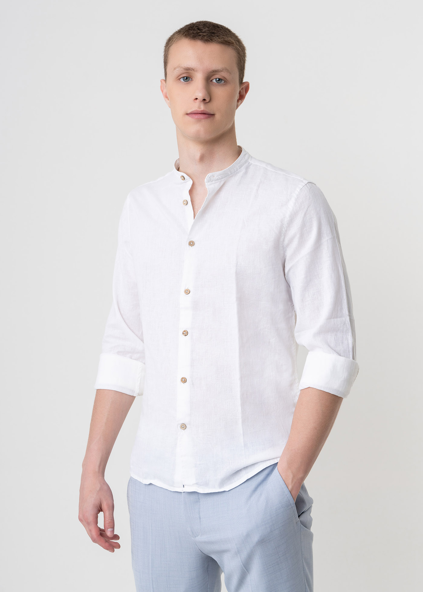 Hamaki-Ho Hamaki Ho Λινό Πουκάμισο της σειράς Linen - CE1258H White