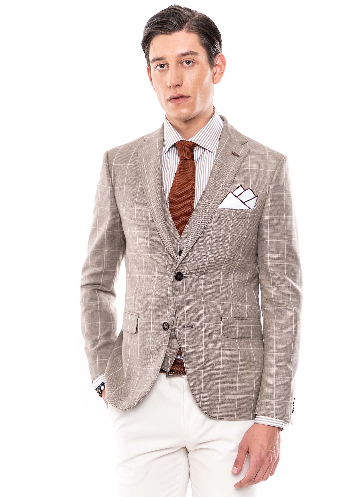 Fragosto Σακάκι “BARBERIS CANONICO” - Brown Check φωτογραφία