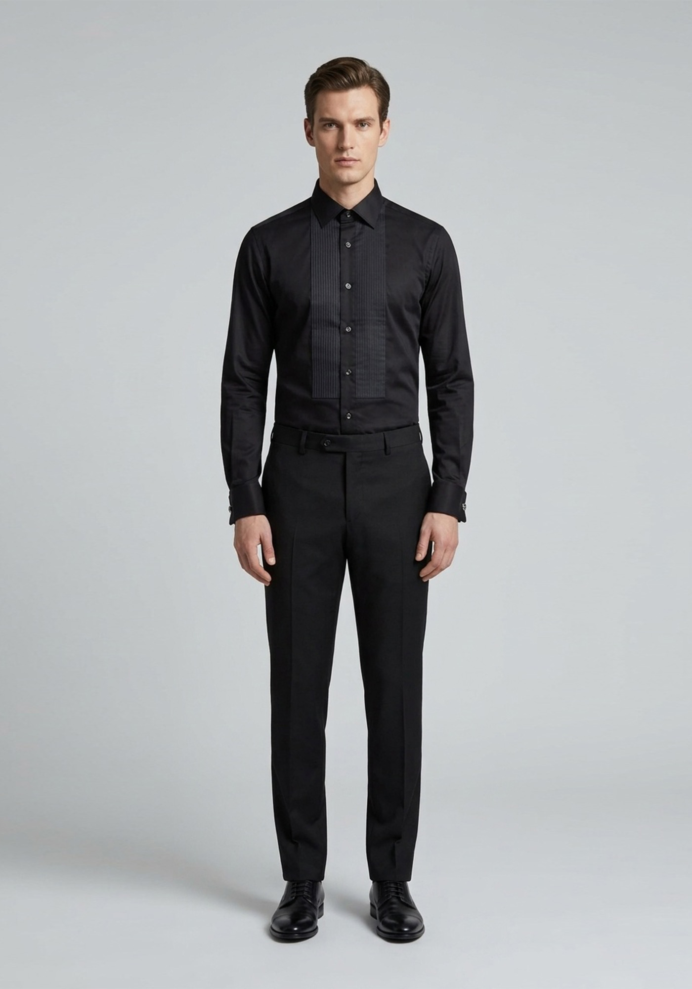 VERSACE 19.69 ABBIGLIAMENTO SPORTIVO SRL Πουκάμισο Plisse - 11.37 Black φωτογραφία