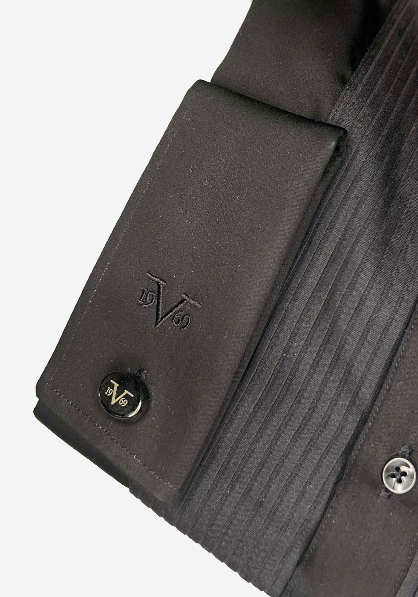 VERSACE 19.69 ABBIGLIAMENTO SPORTIVO SRL Πουκάμισο Plisse - 11.37 Black φωτογραφία