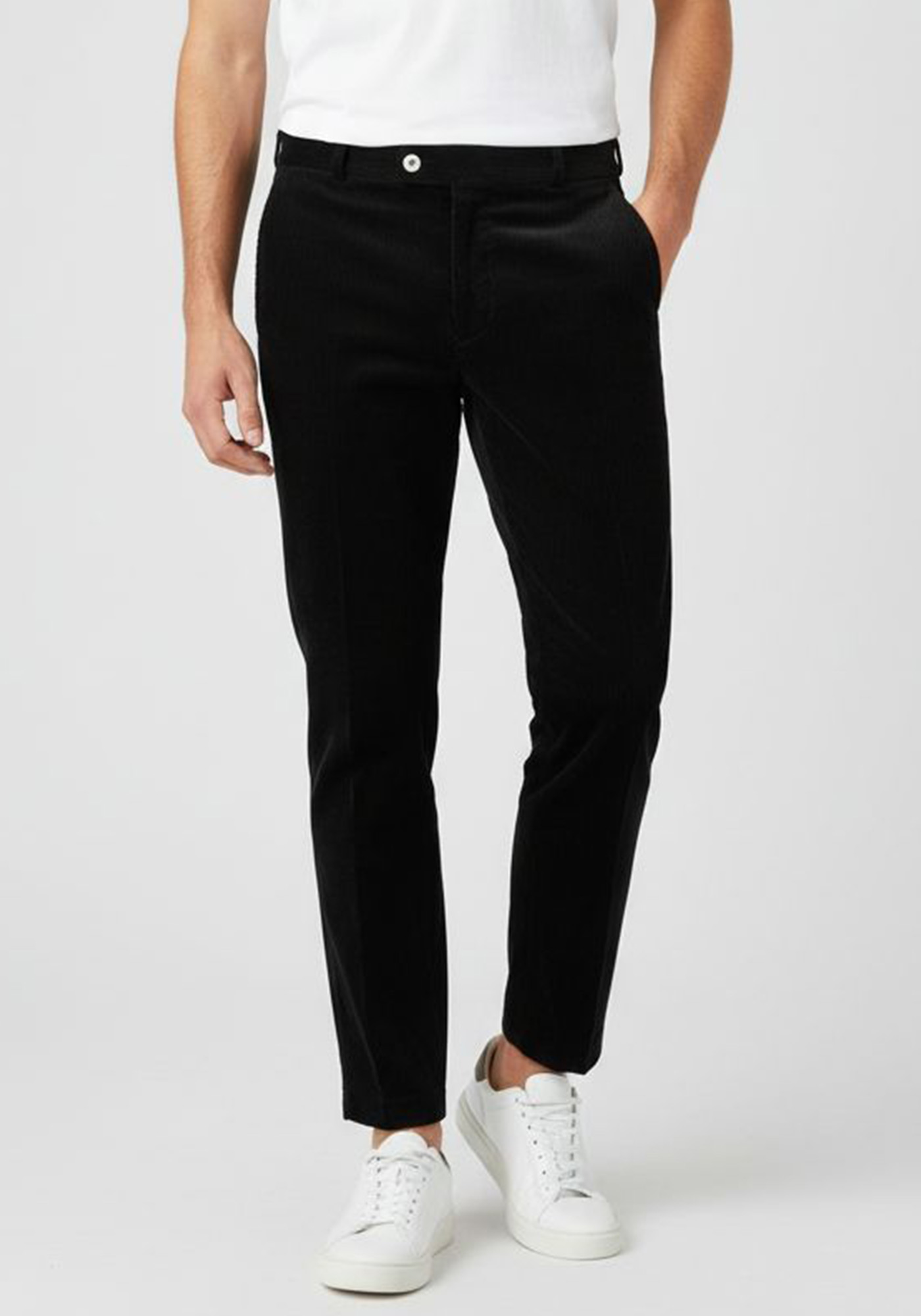 Ανδρικό Κοτλέ Παντελόνι Udine σε κανονική γραμμή - Black 999