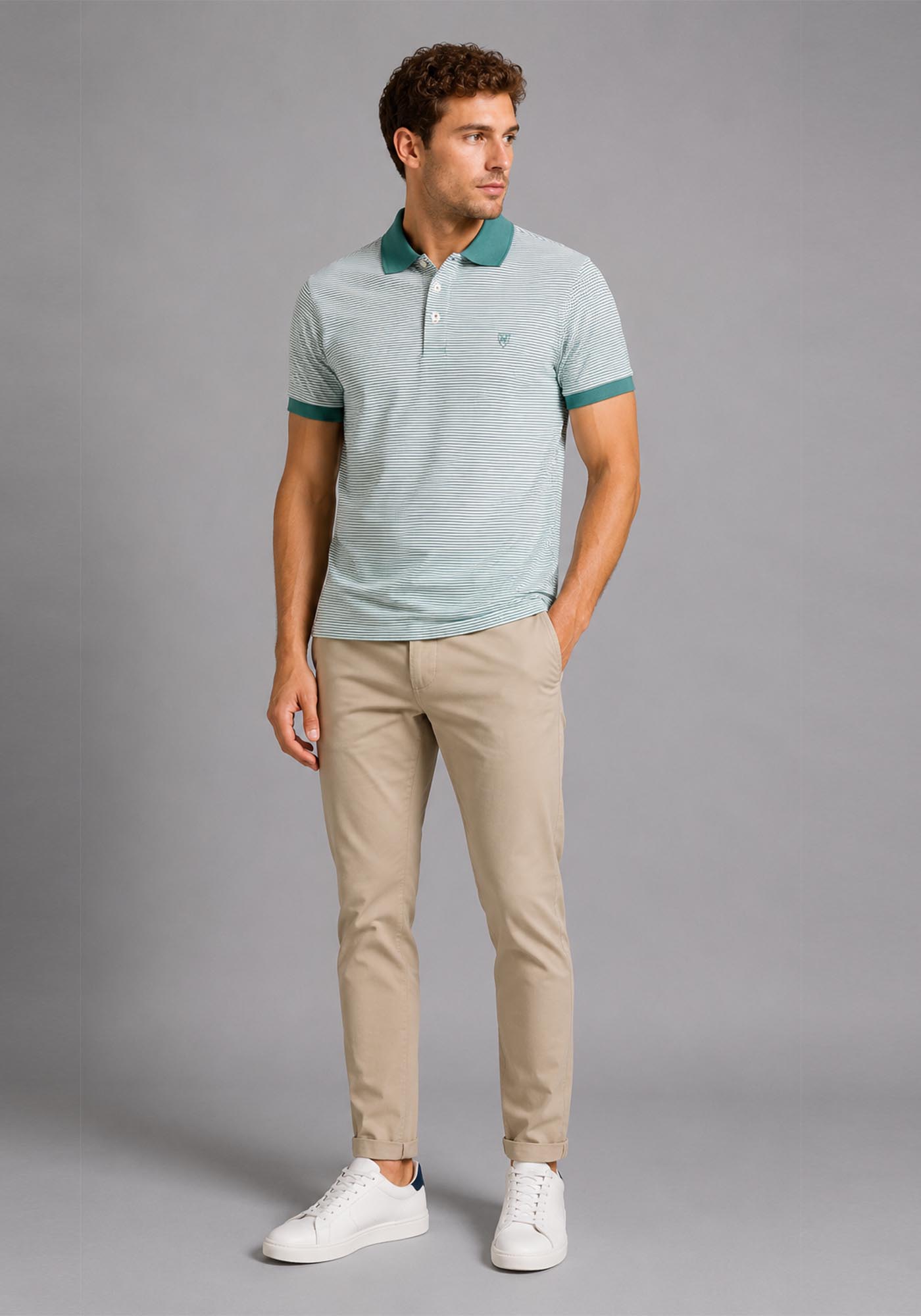 Thomas Burberry Polo Μπλούζα Stripe - 21486 12755 2108 Green White φωτογραφία