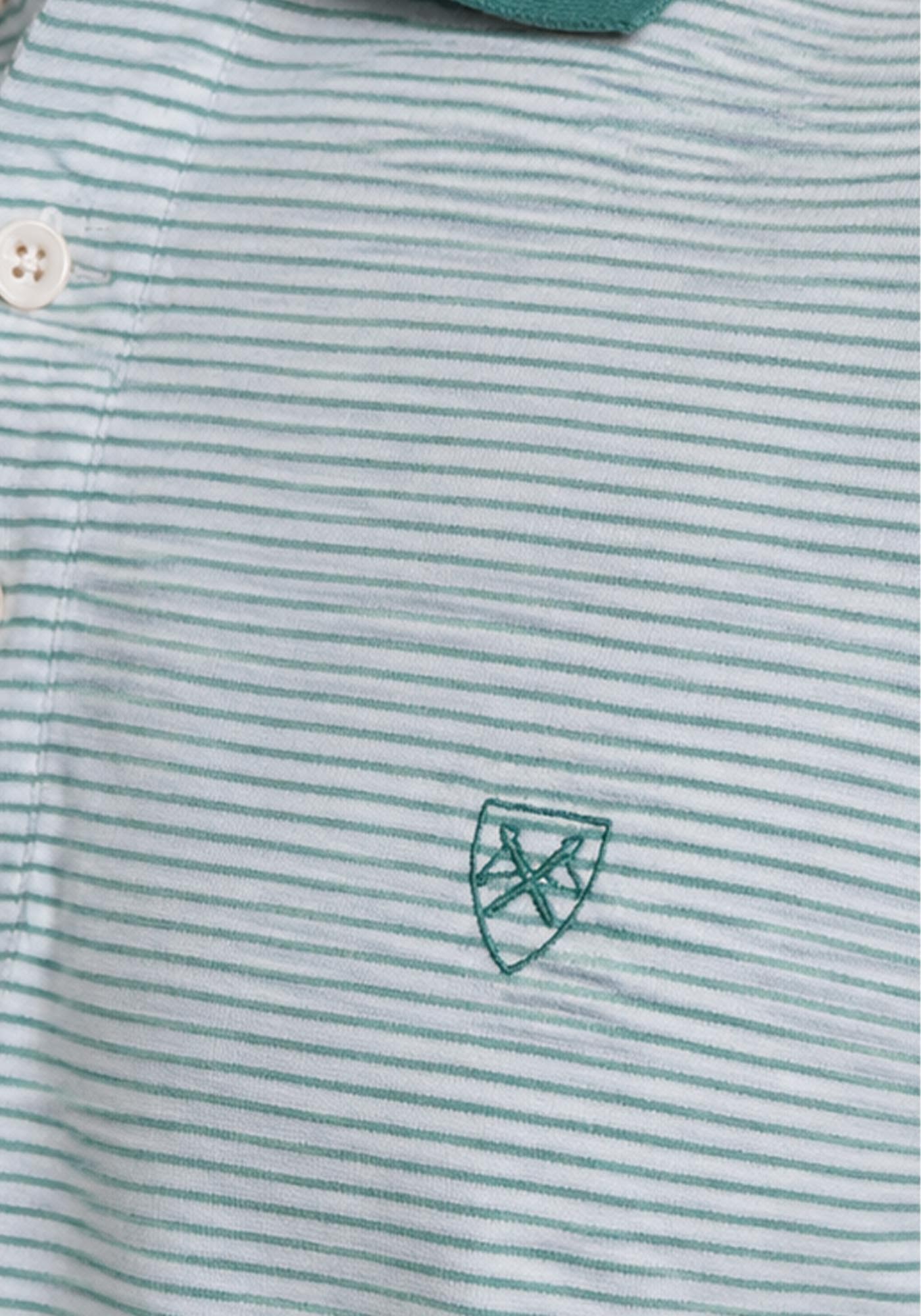 Thomas Burberry Polo Μπλούζα Stripe - 21486 12755 2108 Green White φωτογραφία