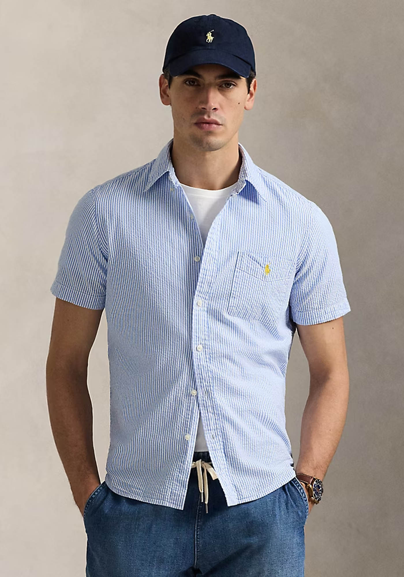 Polo Ralph Lauren Polo Ralph Lauren Πουκάμισο της σειράς Striped Seersucker - 710906574 002 Blue