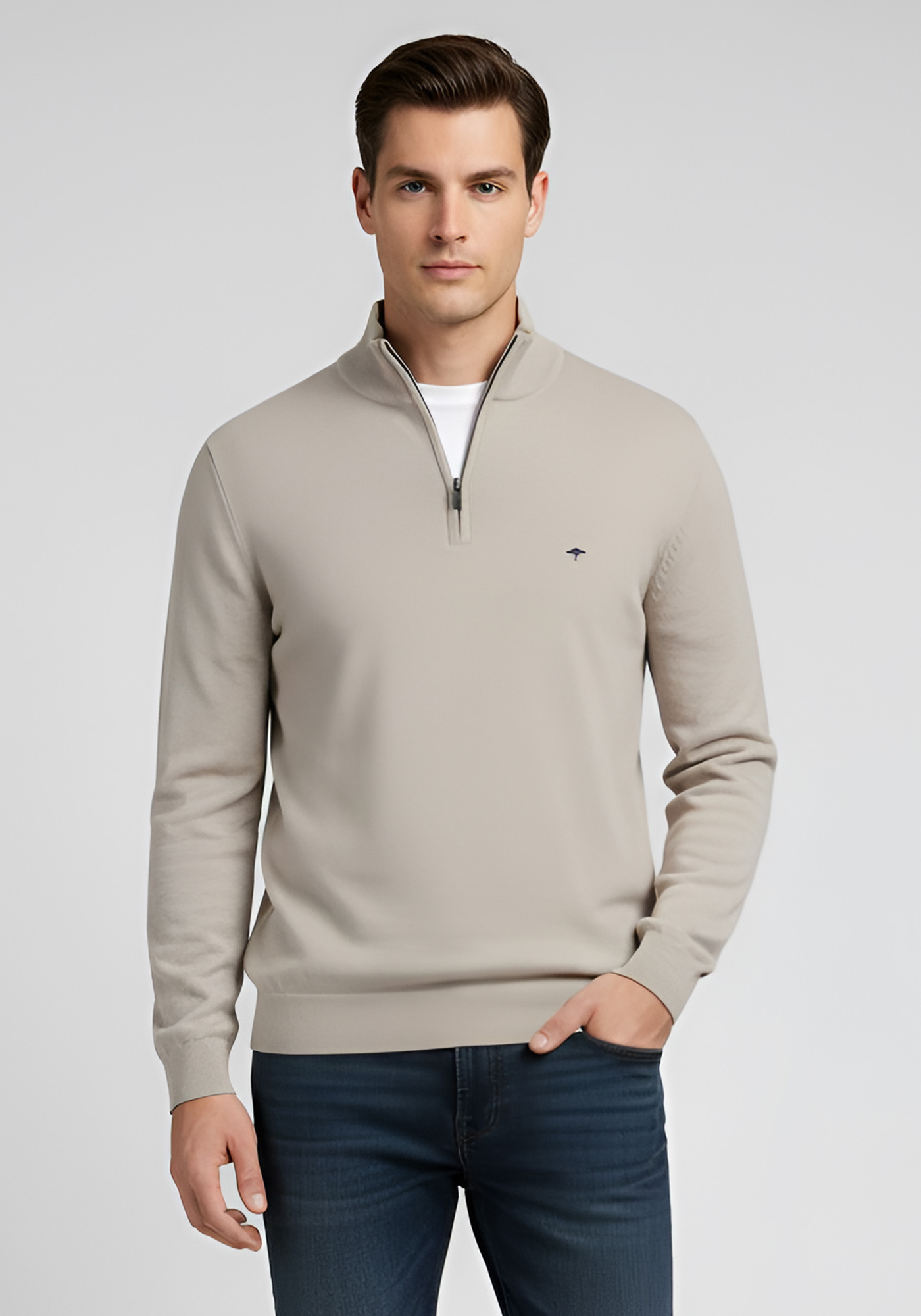 Fynch Hatton Pullover της σειράς Zip Troyer - 1514 222 826 Winter White