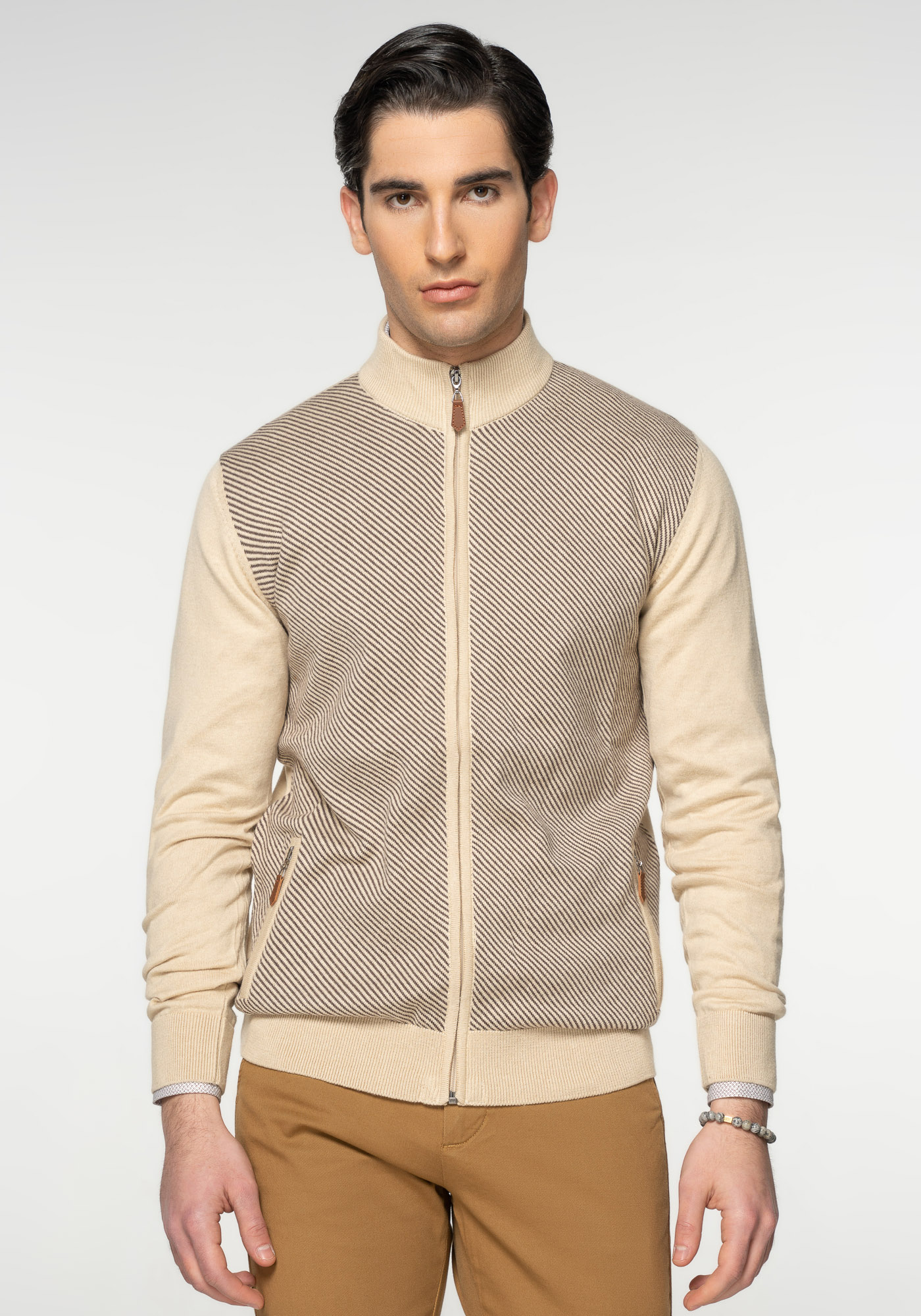 Artisti Italiani Artisti Italiani Πλεκτή ζακέτα της σειράς Cardigan Zip - A127306 2 Beige