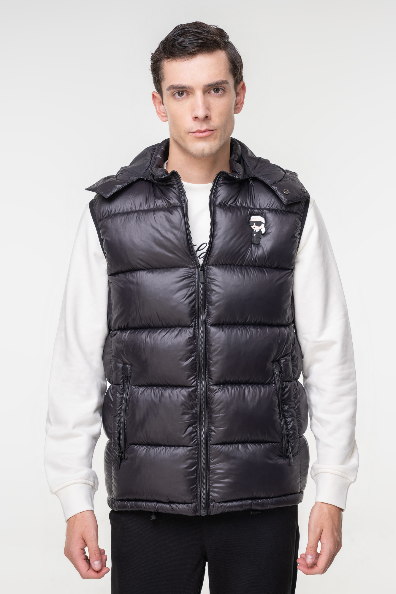 Karl Lagerfeld Αμάνικο Μπουφάν της σειράς Hooded Vest - 505023 534590 990 Black