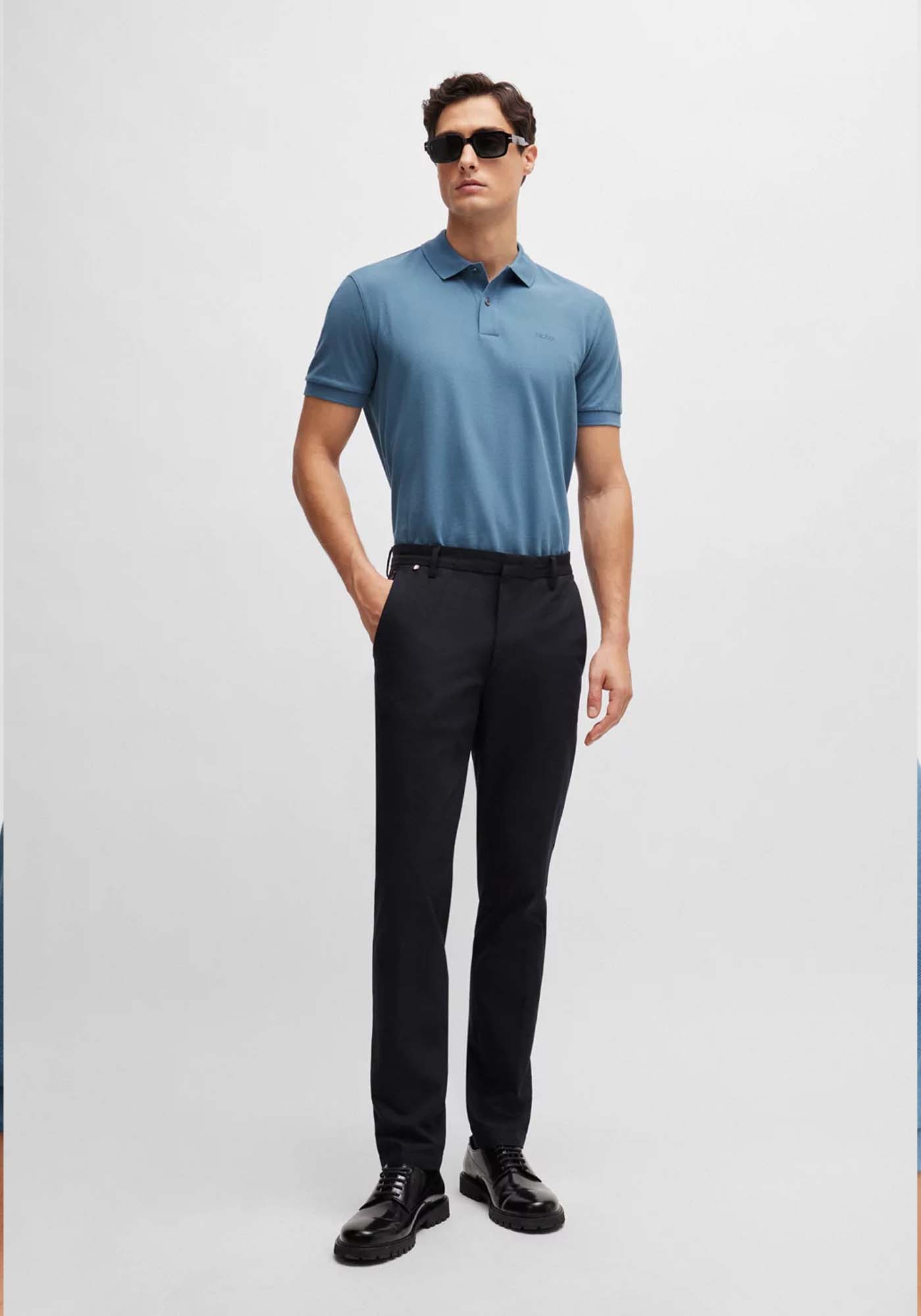 BOSS Κοντομάνικη Piqué Polo της σειράς Pallas - 50468301 459 Light Pastel Blue