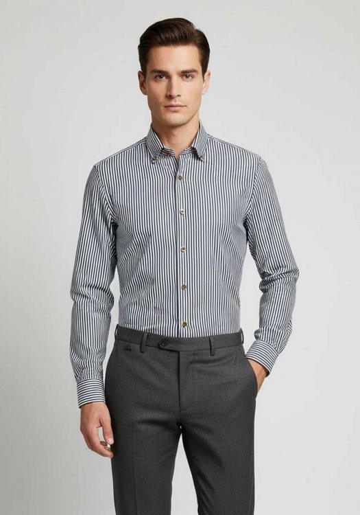 Bugatti Πουκάμισο Stripe - 9350 18507E 390 Blue