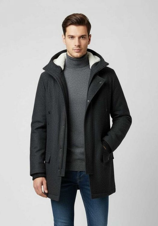 Hamaki Ho Μάλλινο Παλτό Giubbino - GB582H Anthracite