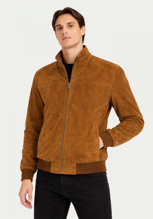 Guy Laroche Suede Δερμάτινο Bomber - GL726 02 06 Cognac