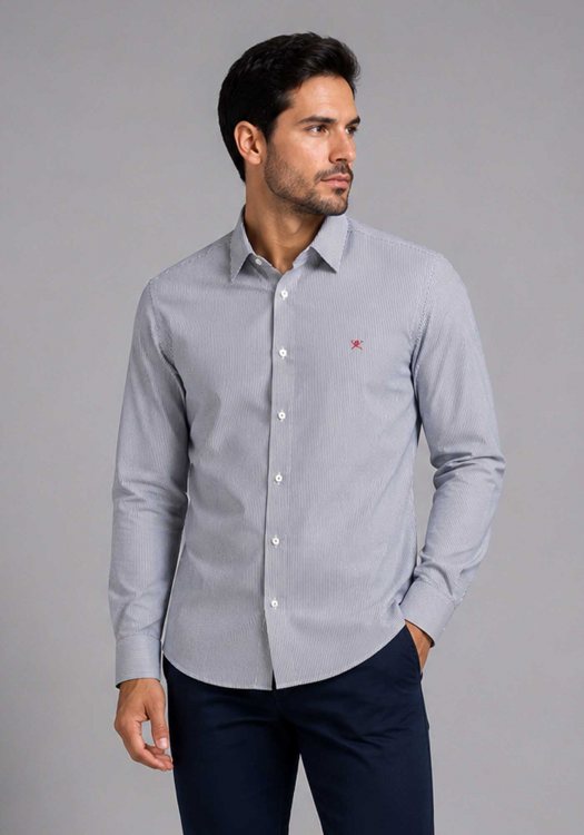 Hackett Stripe Πουκάμισο Kensington - HM303281 5AR Blue White